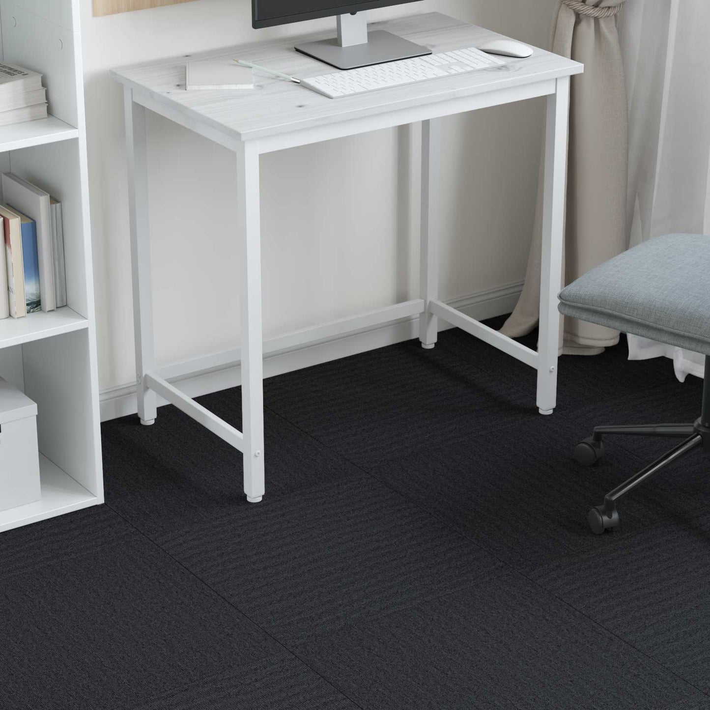 Carpet Tile Dark Grey 50 x 50 cm 4 pcs PP and Bitumen