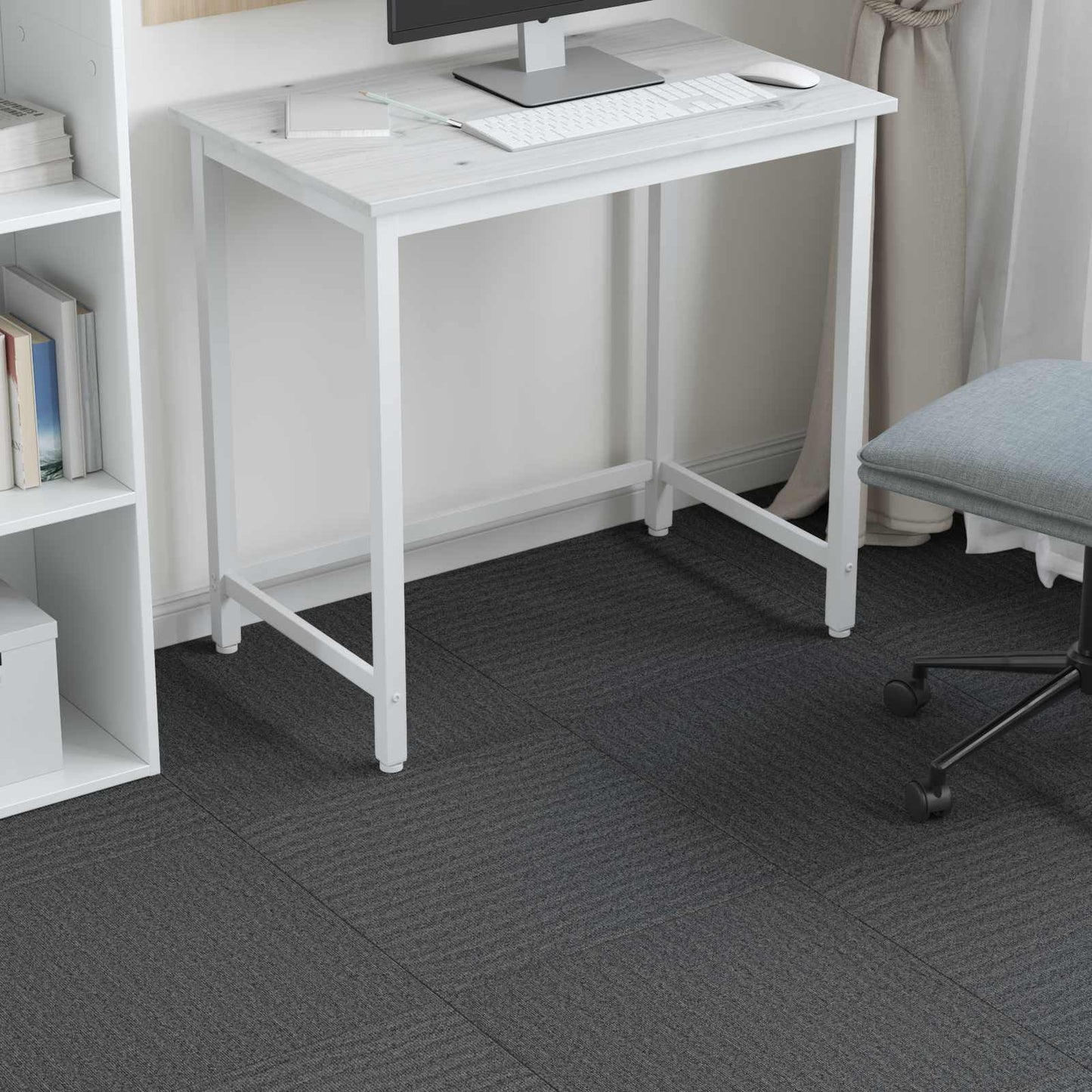 Carpet Tile Medium Grey 50 x 50 cm 4 pcs PP and Bitumen
