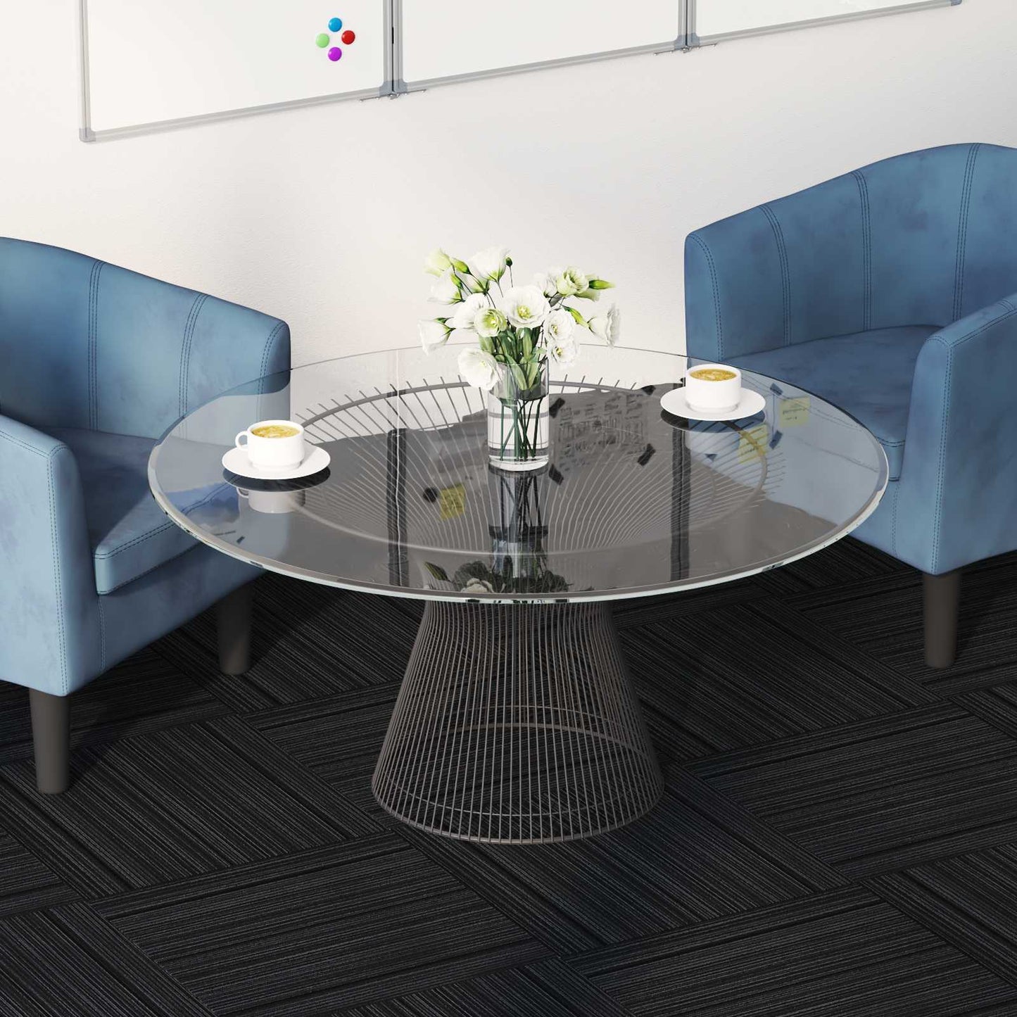 Carpet Tile Striped Light Grey 50 x 50 cm 4 pcs PP and Bitumen