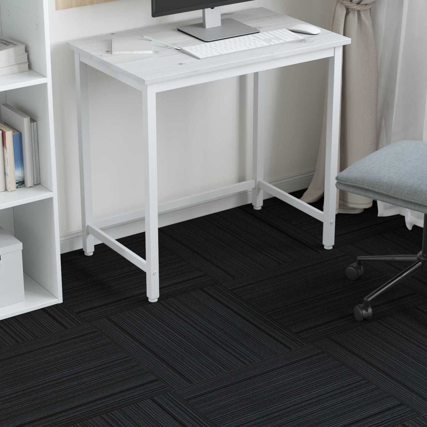 Carpet Tile Striped Light Grey 50 x 50 cm 4 pcs PP and Bitumen