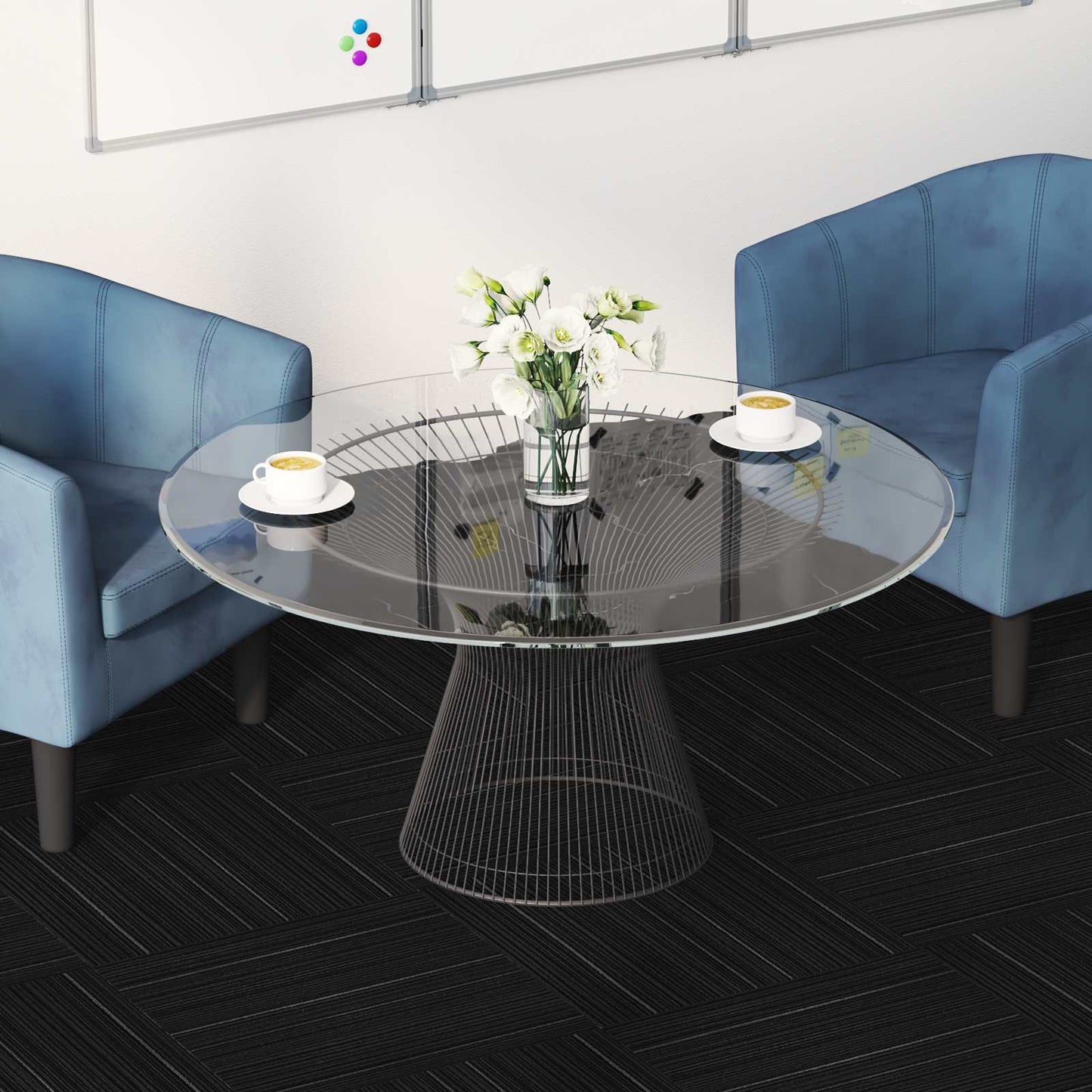 Carpet Tile Striped Dark Grey 50 x 50 cm 36 pcs PP and Bitumen