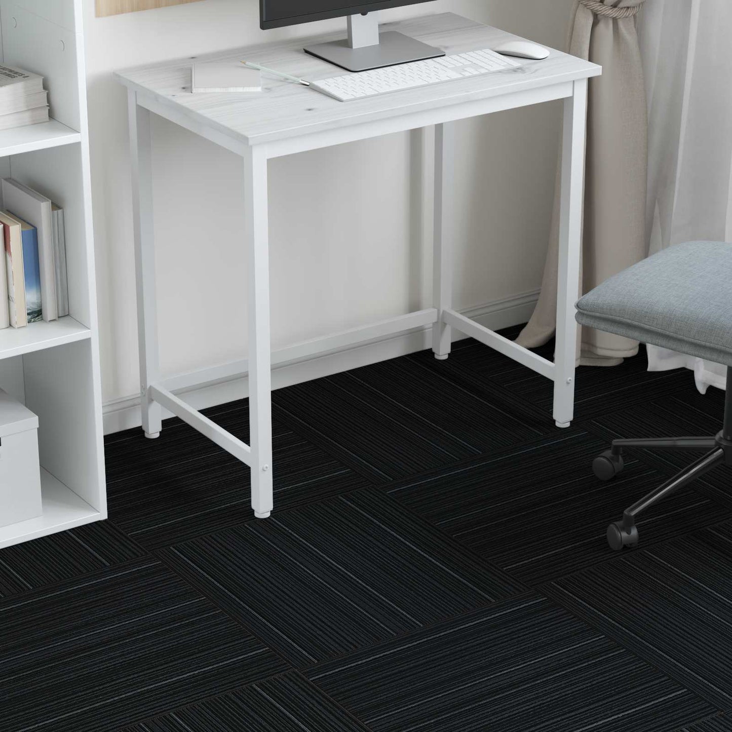 Carpet Tile Striped Dark Grey 50 x 50 cm 36 pcs PP and Bitumen