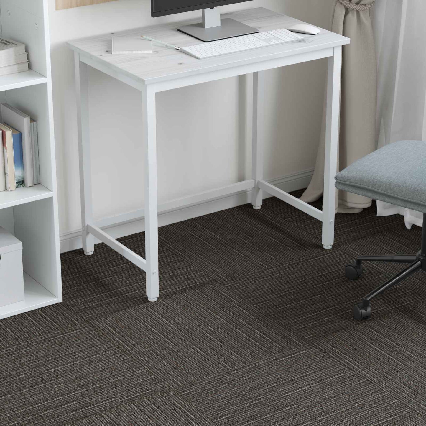 Carpet Tile Striped Dark Brown 50 x 50 cm 36 pcs PP and Bitumen