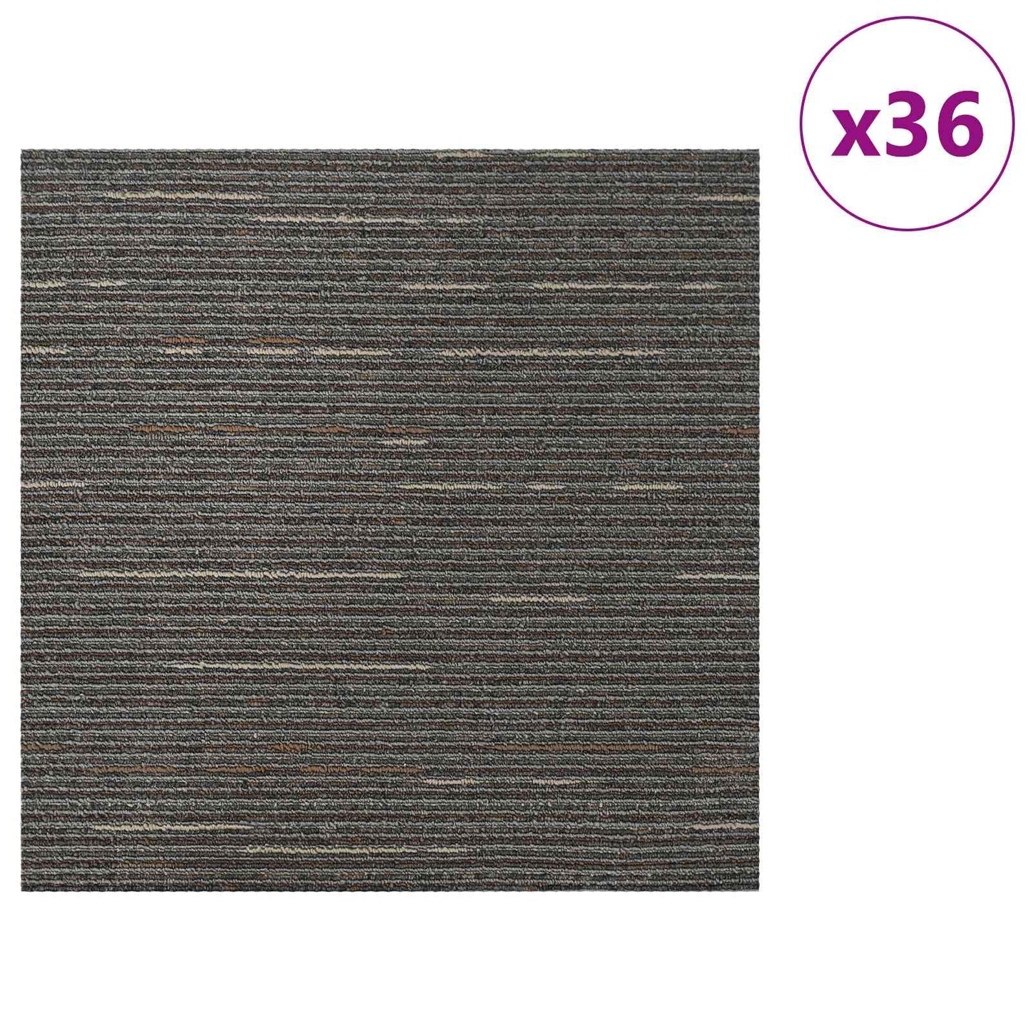Carpet Tile Striped Dark Brown 50 x 50 cm 36 pcs PP and Bitumen