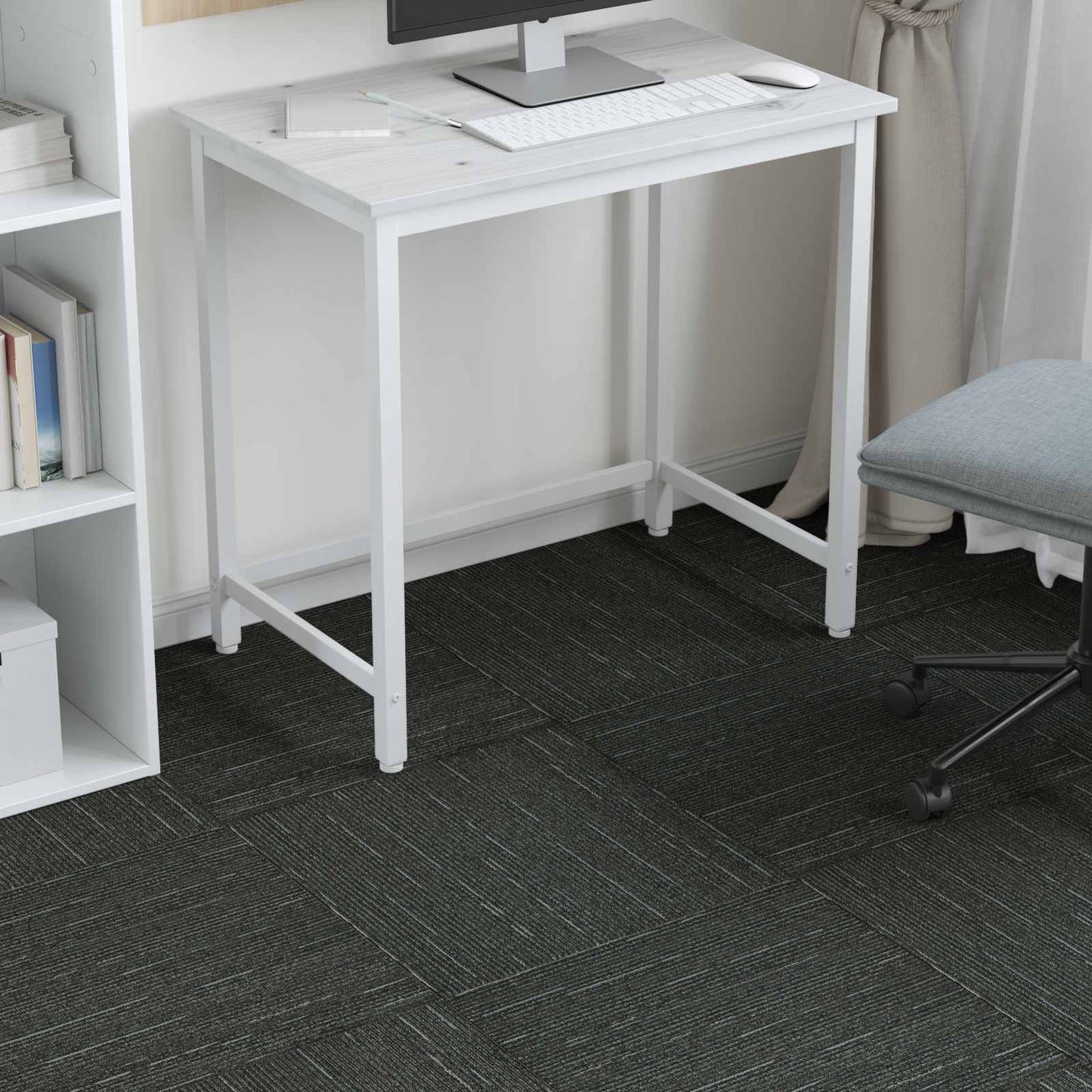 Carpet Tile Striped Light Green 50 x 50 cm 20 pcs
