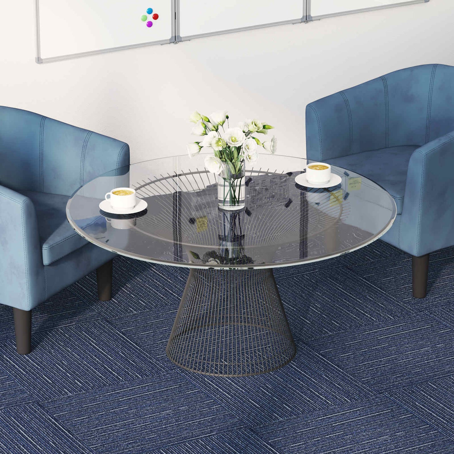 Carpet Tile Striped Blue 50 x 50 cm 20 pcs PP and Bitumen