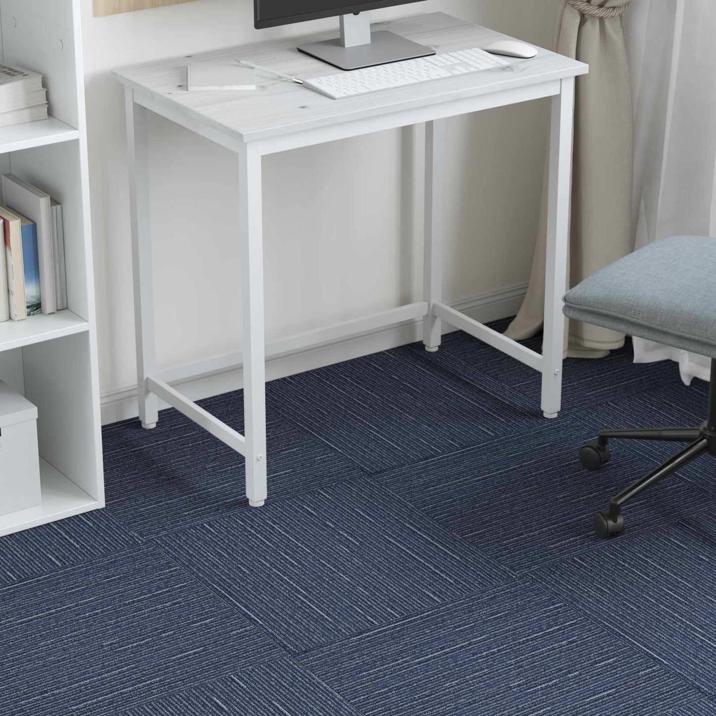 Carpet Tile Striped Blue 50 x 50 cm 36 pcs PP and Bitumen