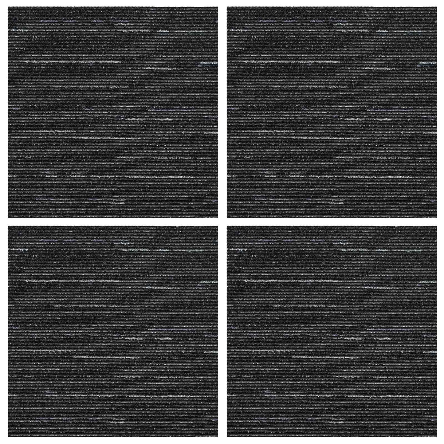 Carpet Tile Striped Black 50 x 50 cm 4 pcs PP and Bitumen
