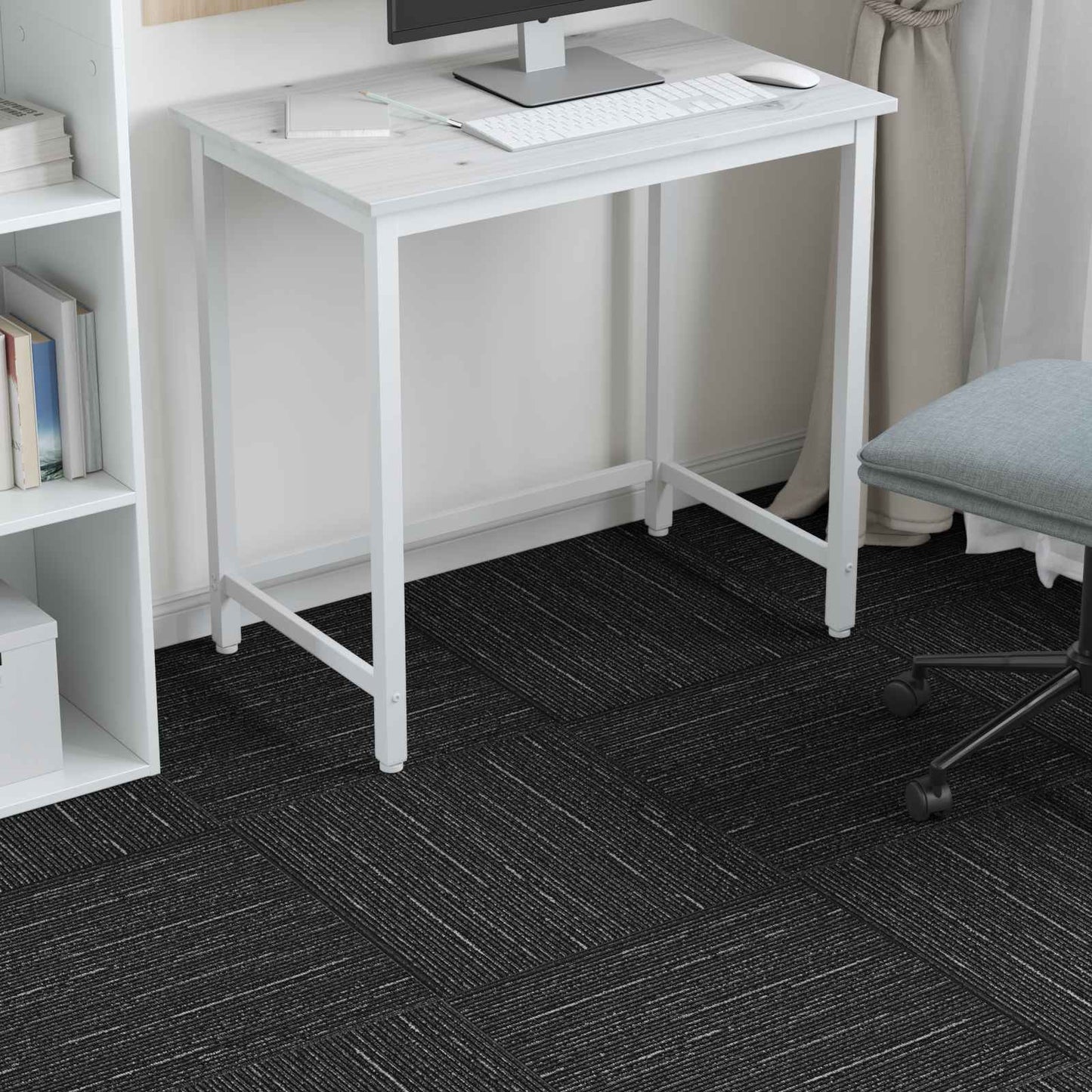 Carpet Tile Striped Black 50 x 50 cm 20 pcs PP and Bitumen