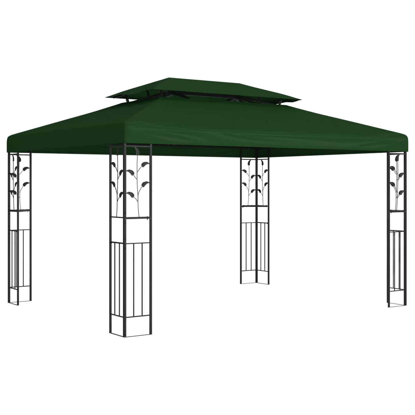 Gazebo 3.97 x 2.96 x 2.68 m Green Polyester and Steel