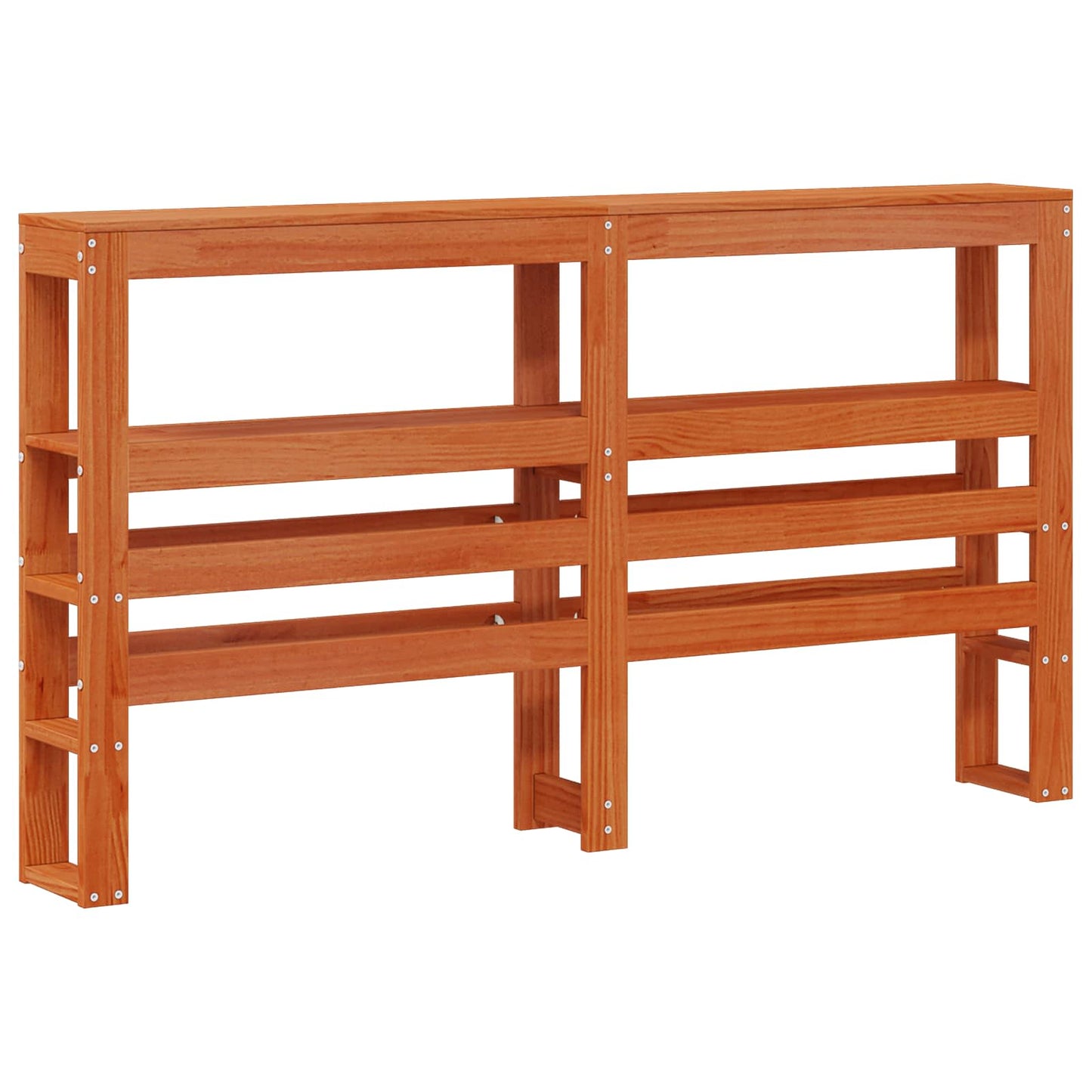 Bed Frame with Headboard with Storage Wax Brown Solid Pine Wood