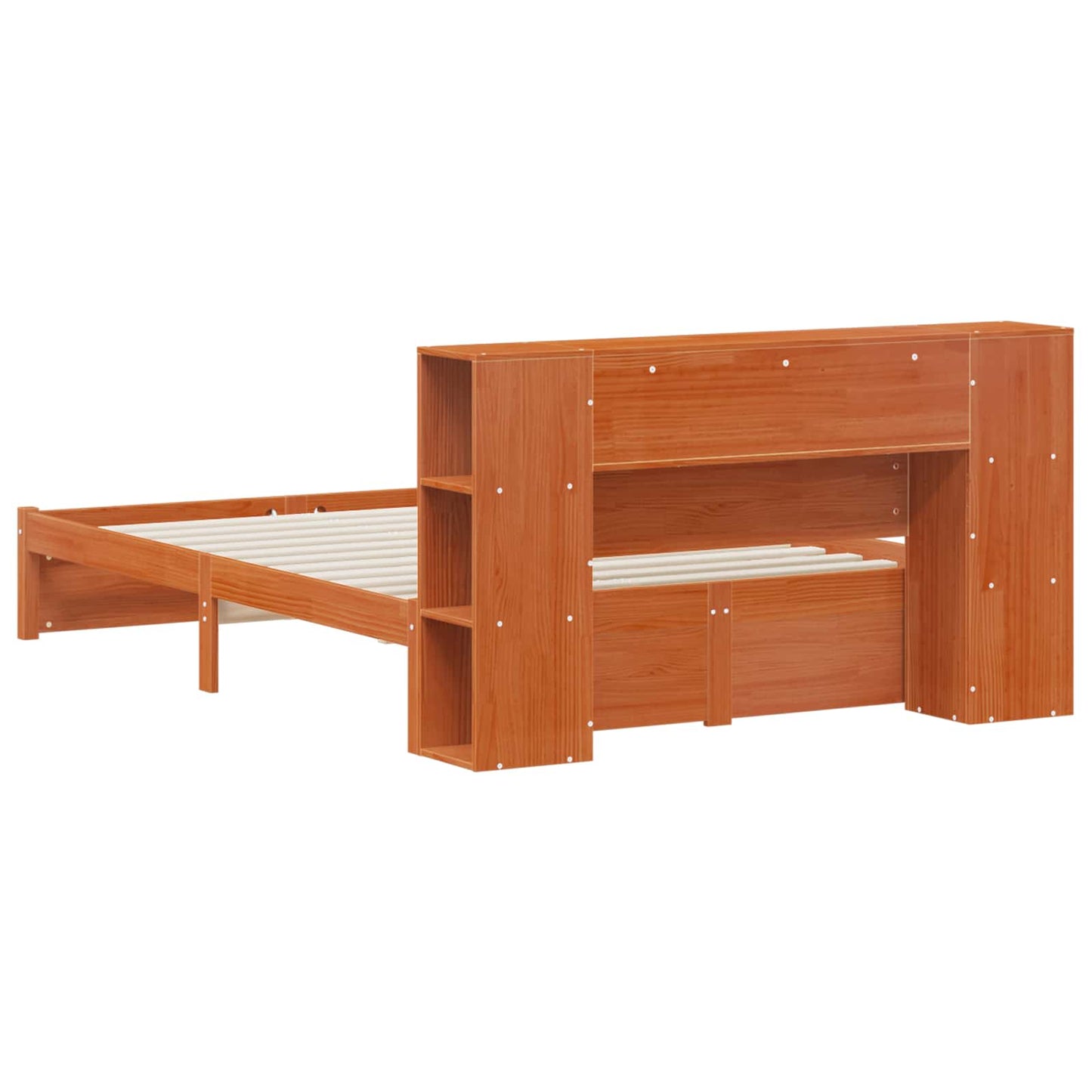 Bed Frame with Storage Headboard Wax Brown 140 x 190 cm