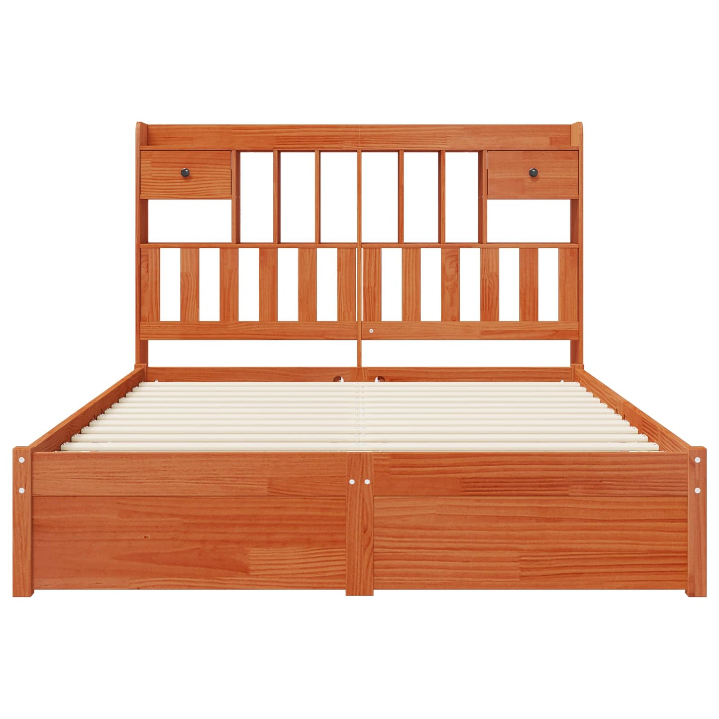 Bookcase Bed Frame with Headboard with Drawer Solid Pine Wood