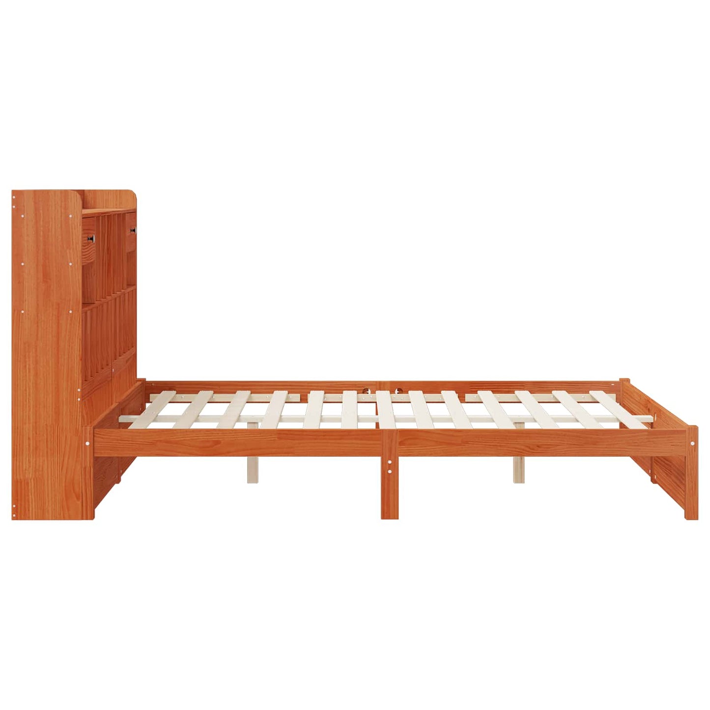 Bookcase Bed Frame with Headboard with Drawer Solid Pine Wood