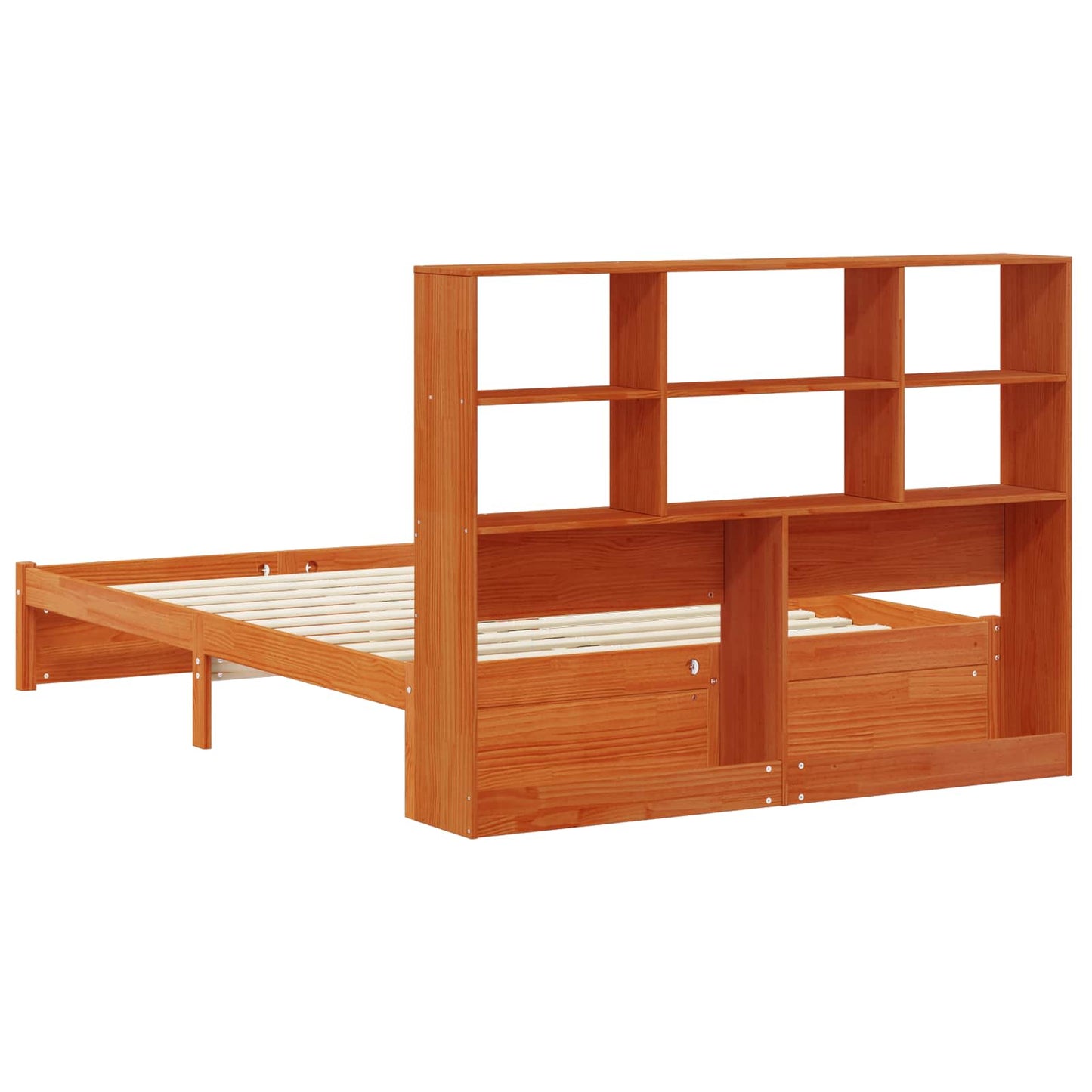 Bed Frame with Storage Headboard Wax Brown 140 x 190 cm
