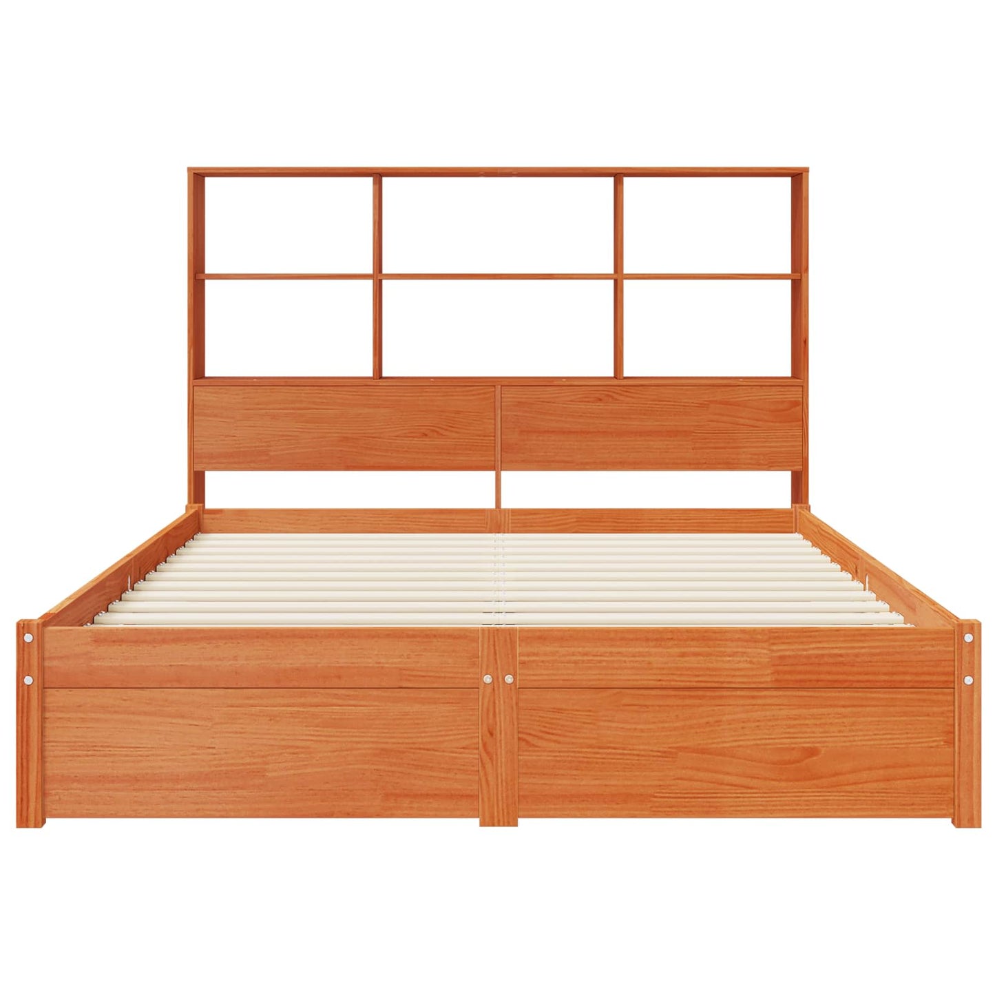 Bed Frame with Storage Headboard Wax Brown 140 x 190 cm