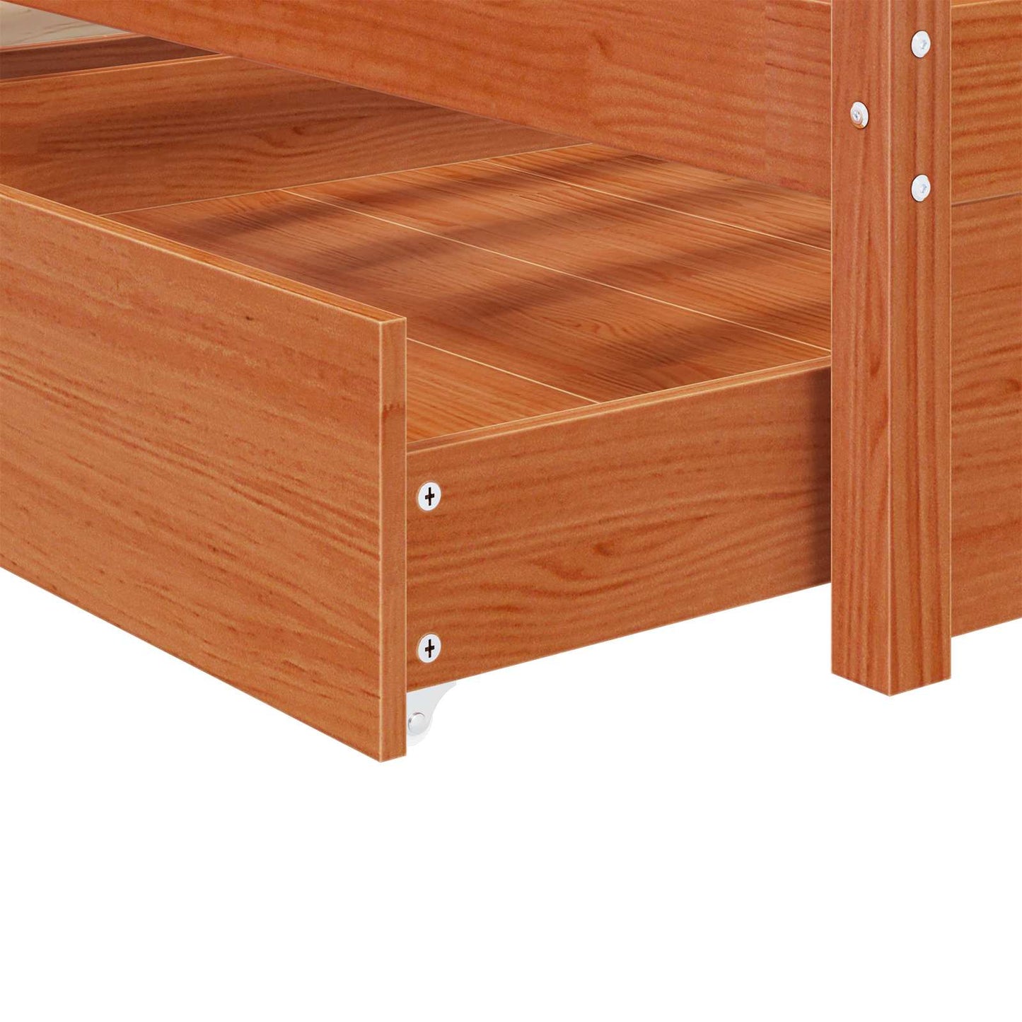 Bed Frame with Drawer with Storage 3 pcs Wax Brown Pine Wood