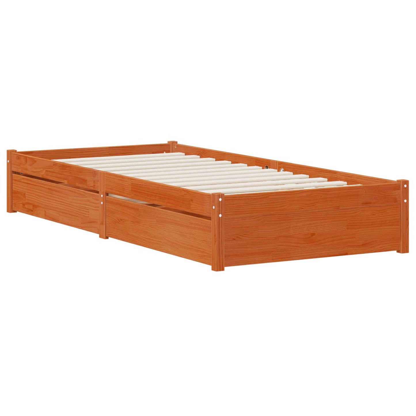 Bed Frame with Drawer with Storage 3 pcs Wax Brown Pine Wood