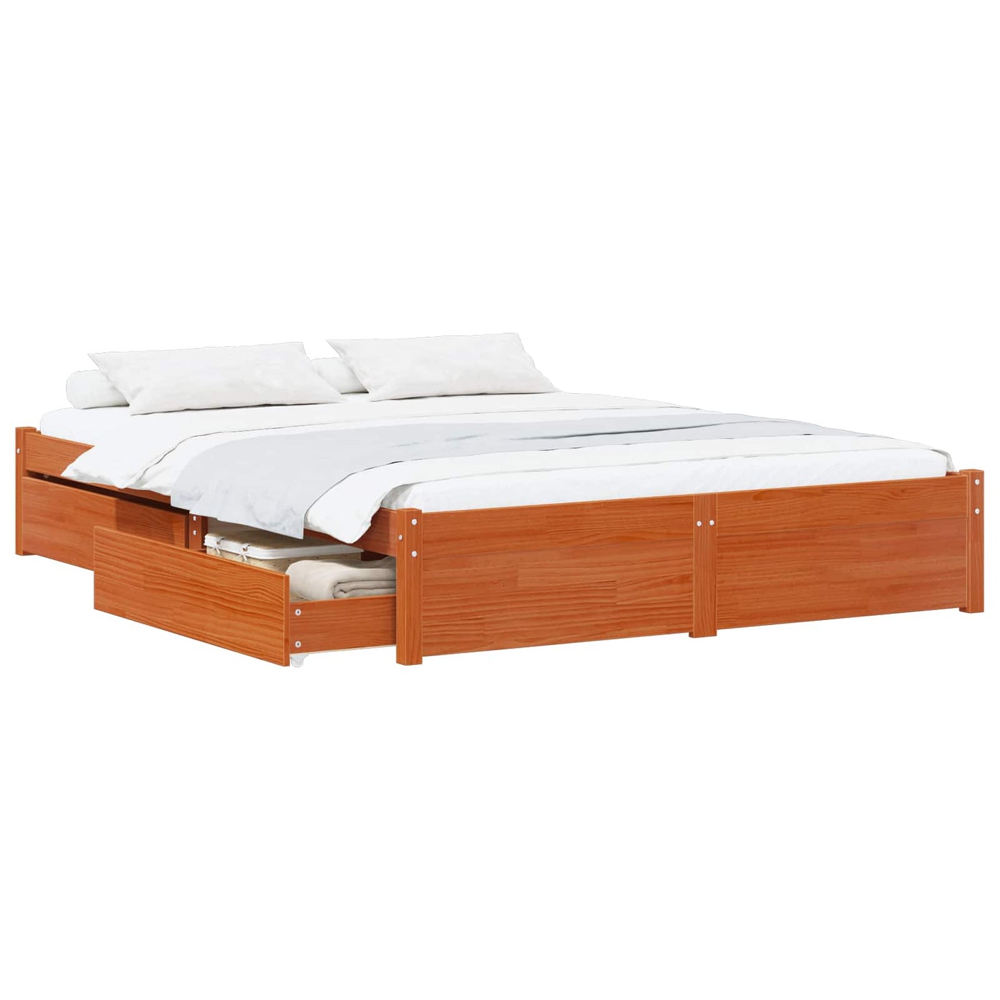 Bed Frame with Drawer with Storage Solid Pine Wood