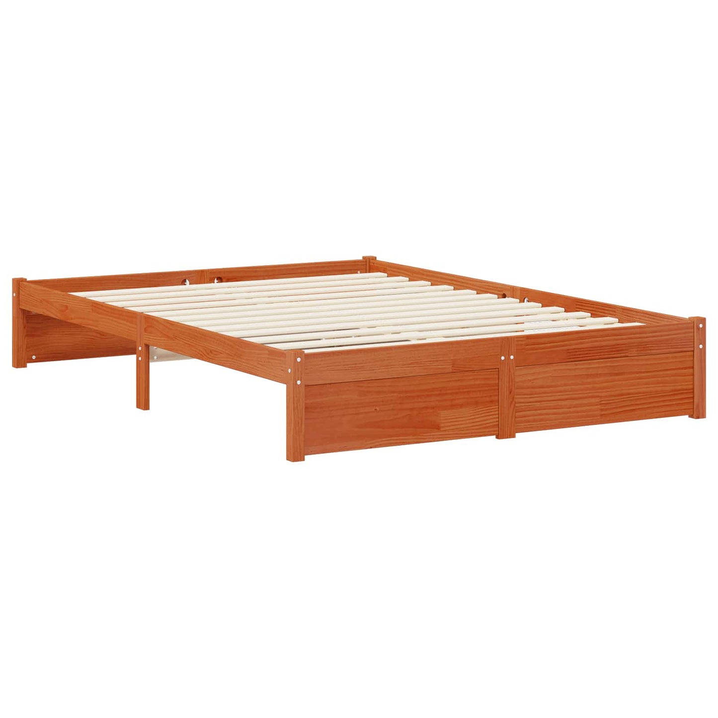Bed Frame with Headboard with Storage Wax Brown Solid Pine Wood