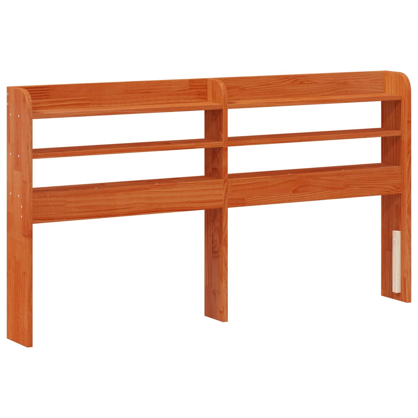 Bed Frame with Headboard with Storage Wax Brown Solid Pine Wood