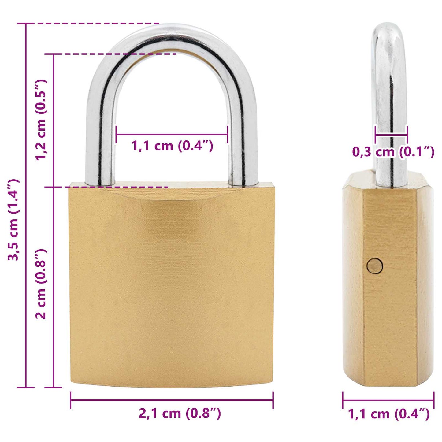 U Lock with Keys 100 pcs Brass Iron