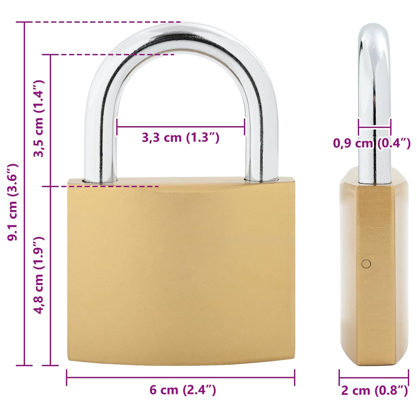 U Lock with Keys 6 pcs Brass Iron