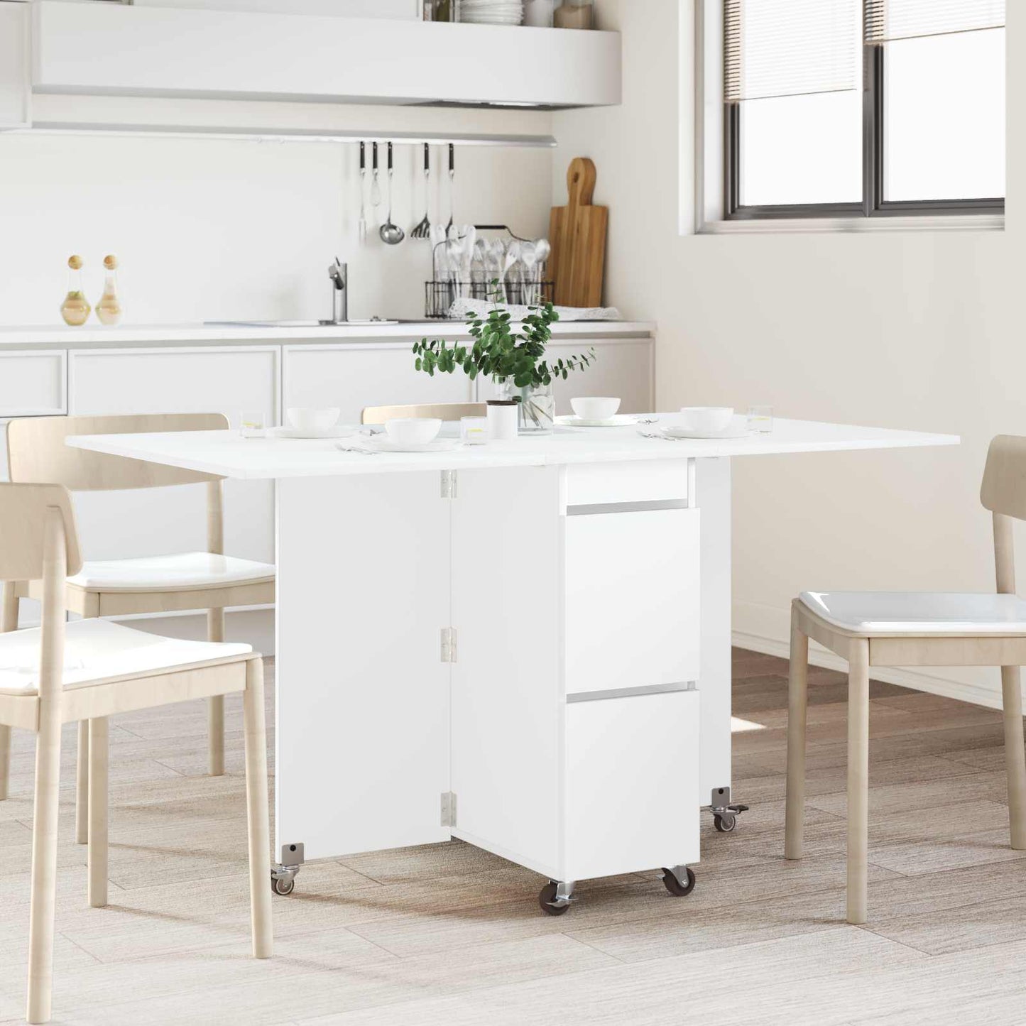 Dinning Table 2 pcs 140 x 80 x 77 cm Engineered Wood White