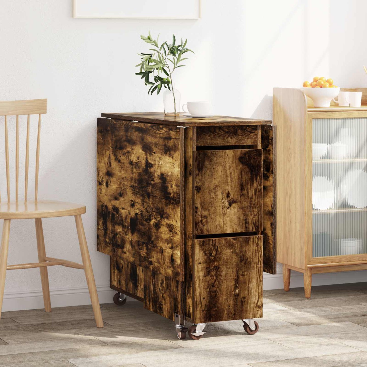 Dinning Table 2 pcs 140 x 80 x 77 cm Engineered Wood Smoked Oak