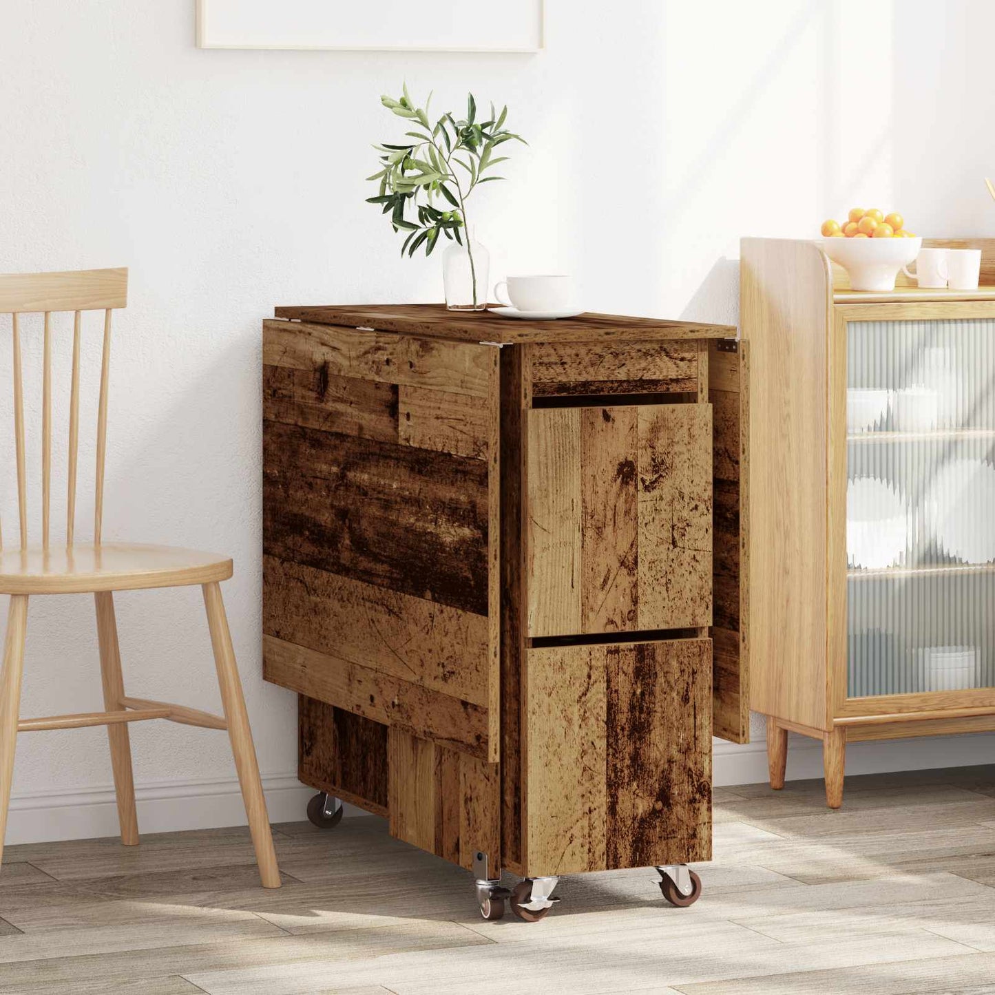 Dinning Table 2 pcs 140 x 80 x 77 cm Engineered Wood Old Wood