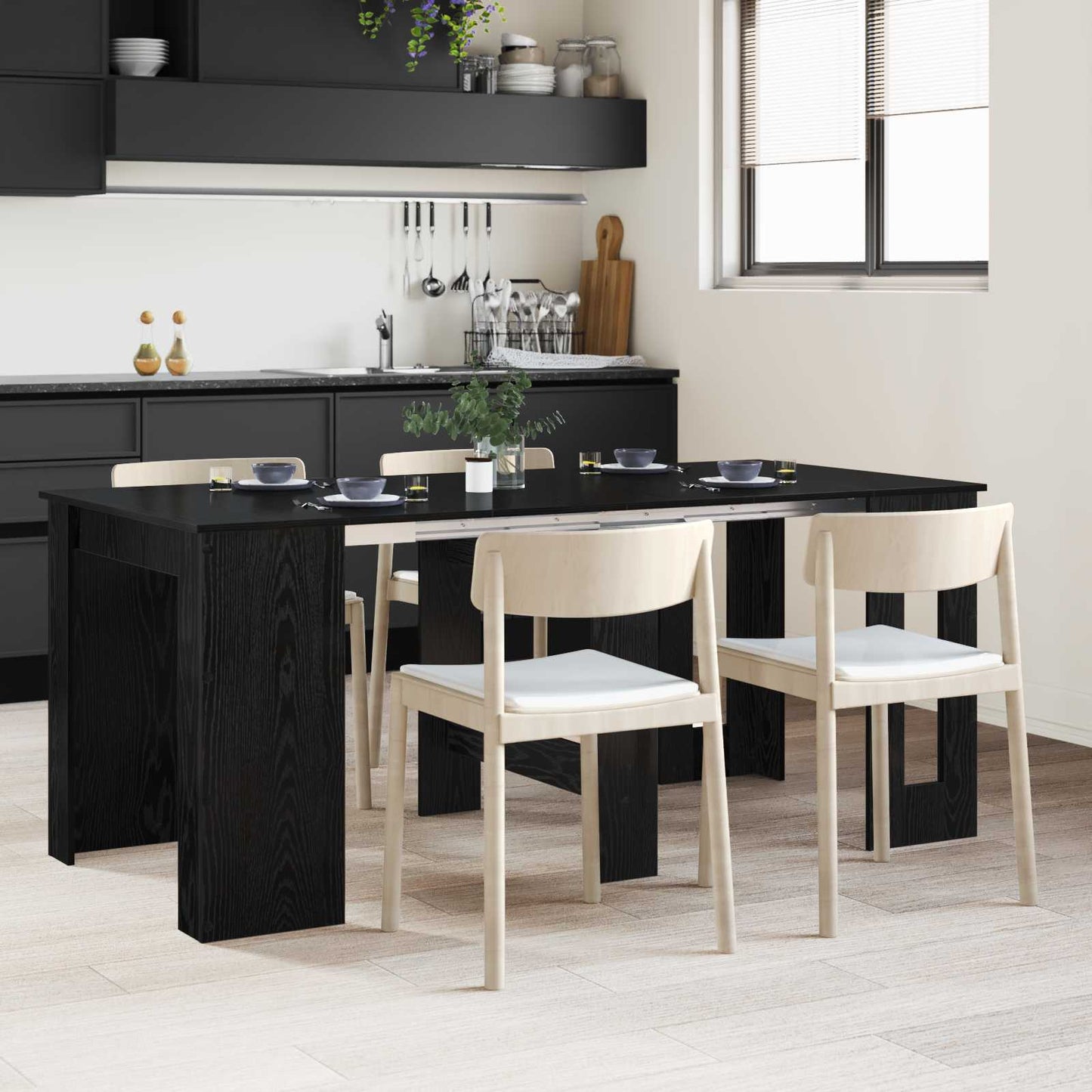 Dinning Table 180 x 85 x 75 cm Engineered Wood Black Oak