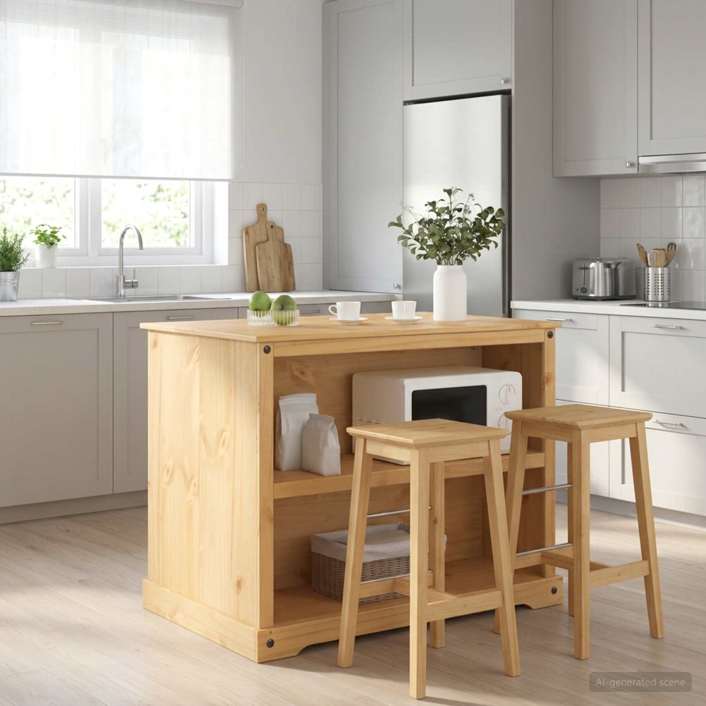 Kitchen Island Set 2 pcs Honey Wax 112 x 77 x 91.5 cm