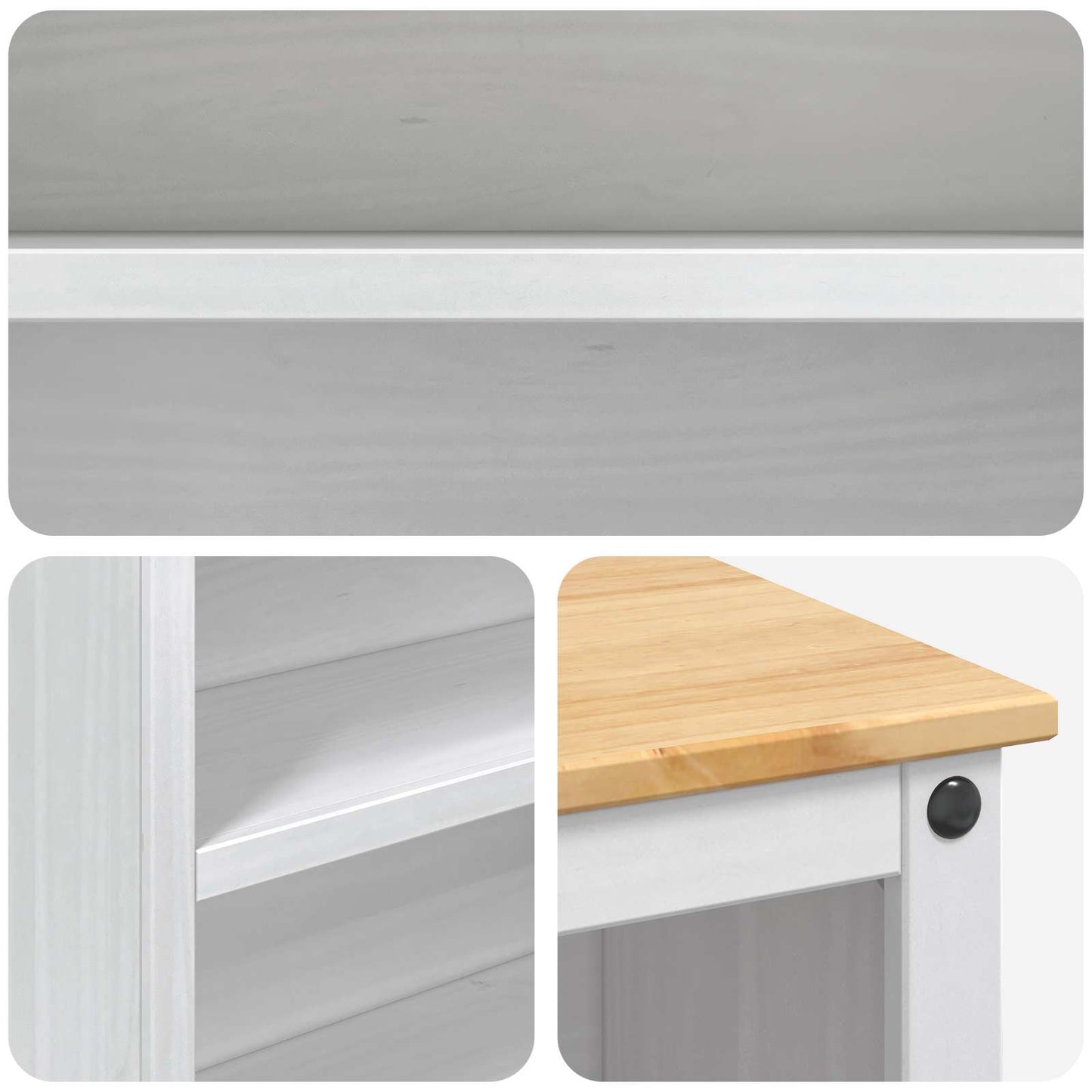 Kitchen Island Set 2 pcs White and Honey Wax 112 x 77 x 91.5 cm