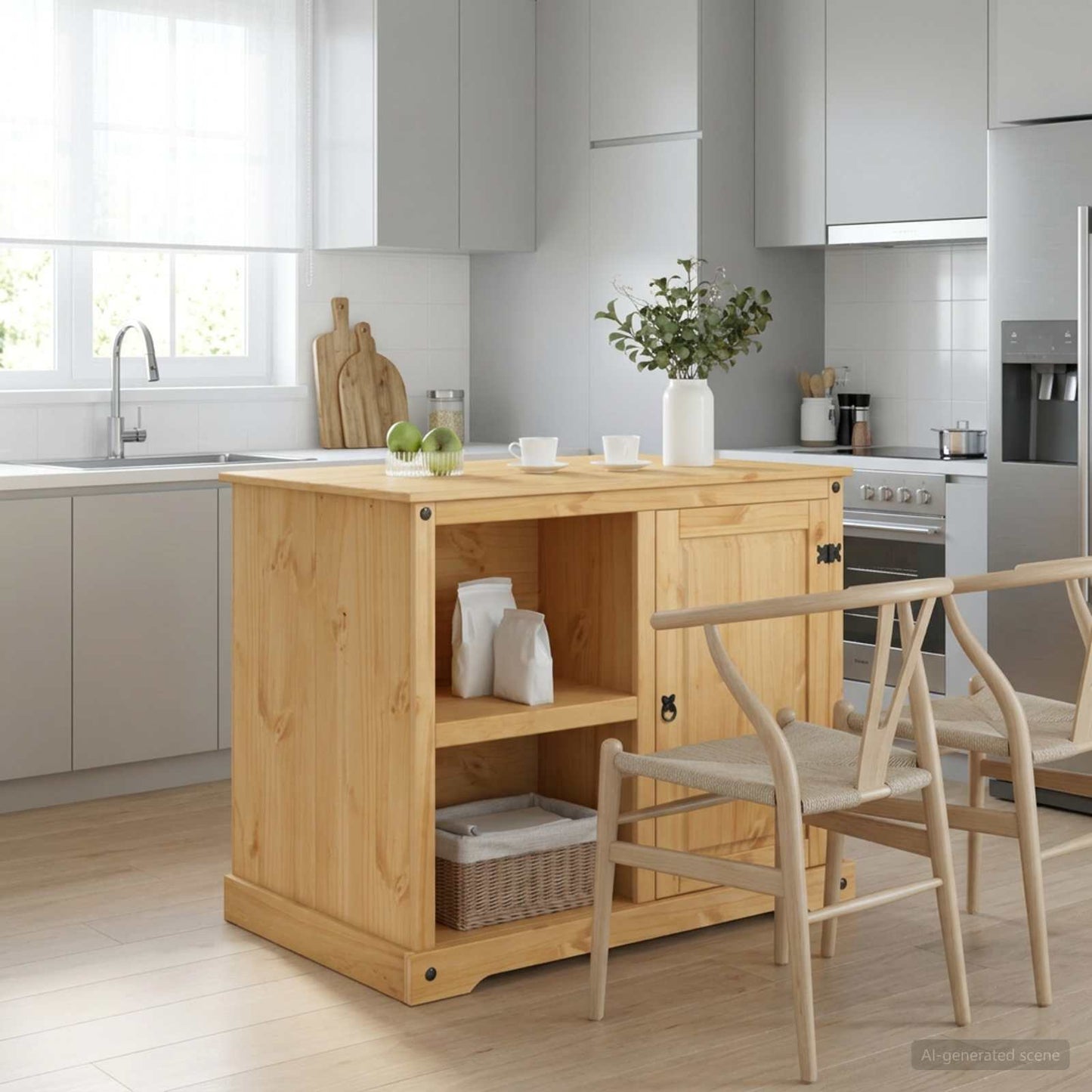 Kitchen Trolley 2 pcs Honey Wax 112 x 77 x 91.5 cm Solid-Pine