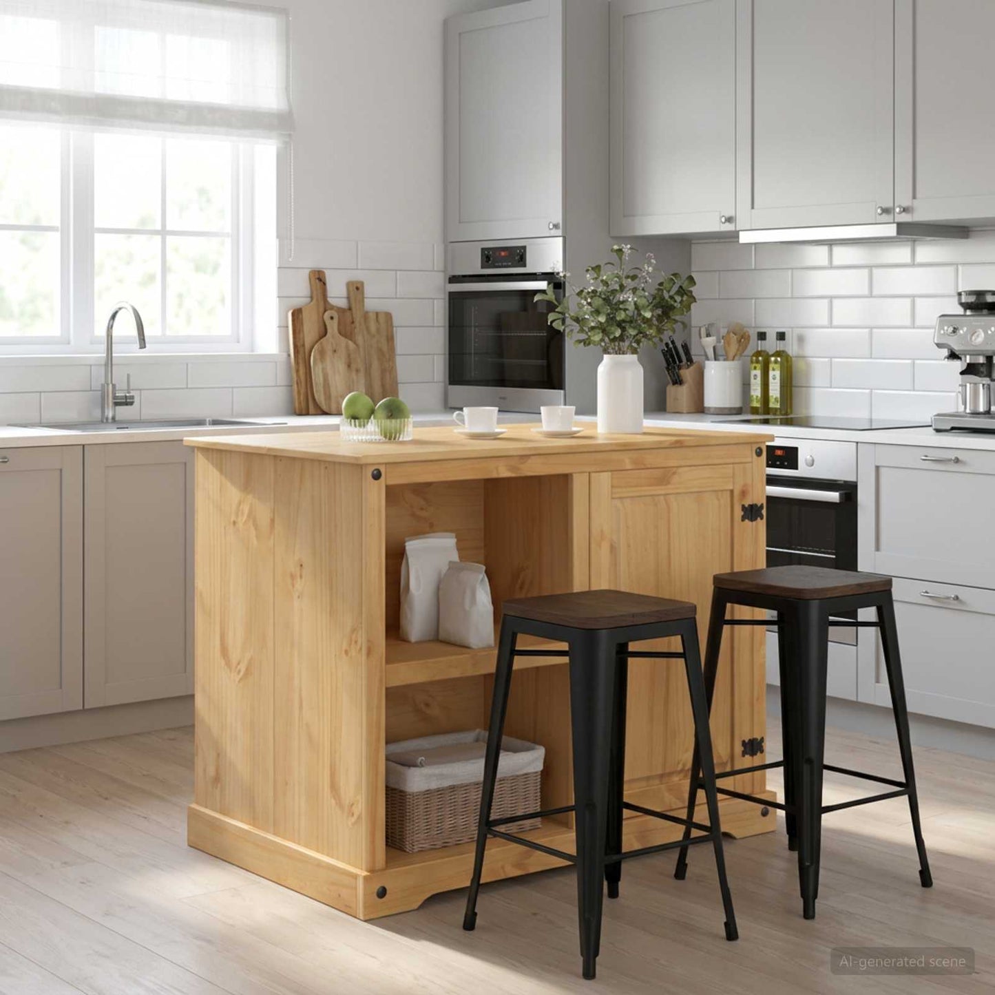 Kitchen Island Set 2 pcs Honey Wax 112 x 77 x 91.5 cm