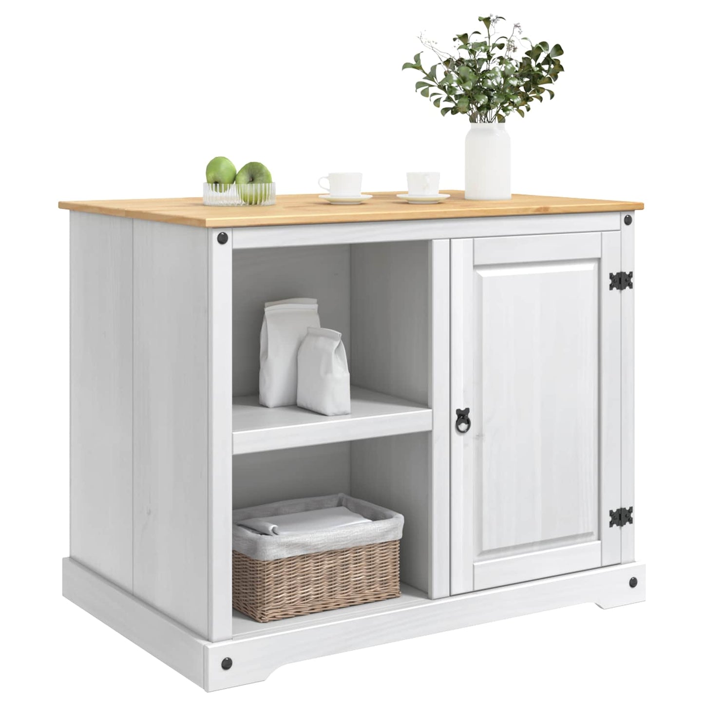 Kitchen Island Set 2 pcs White and Honey Wax 112 x 77 x 91.5 cm