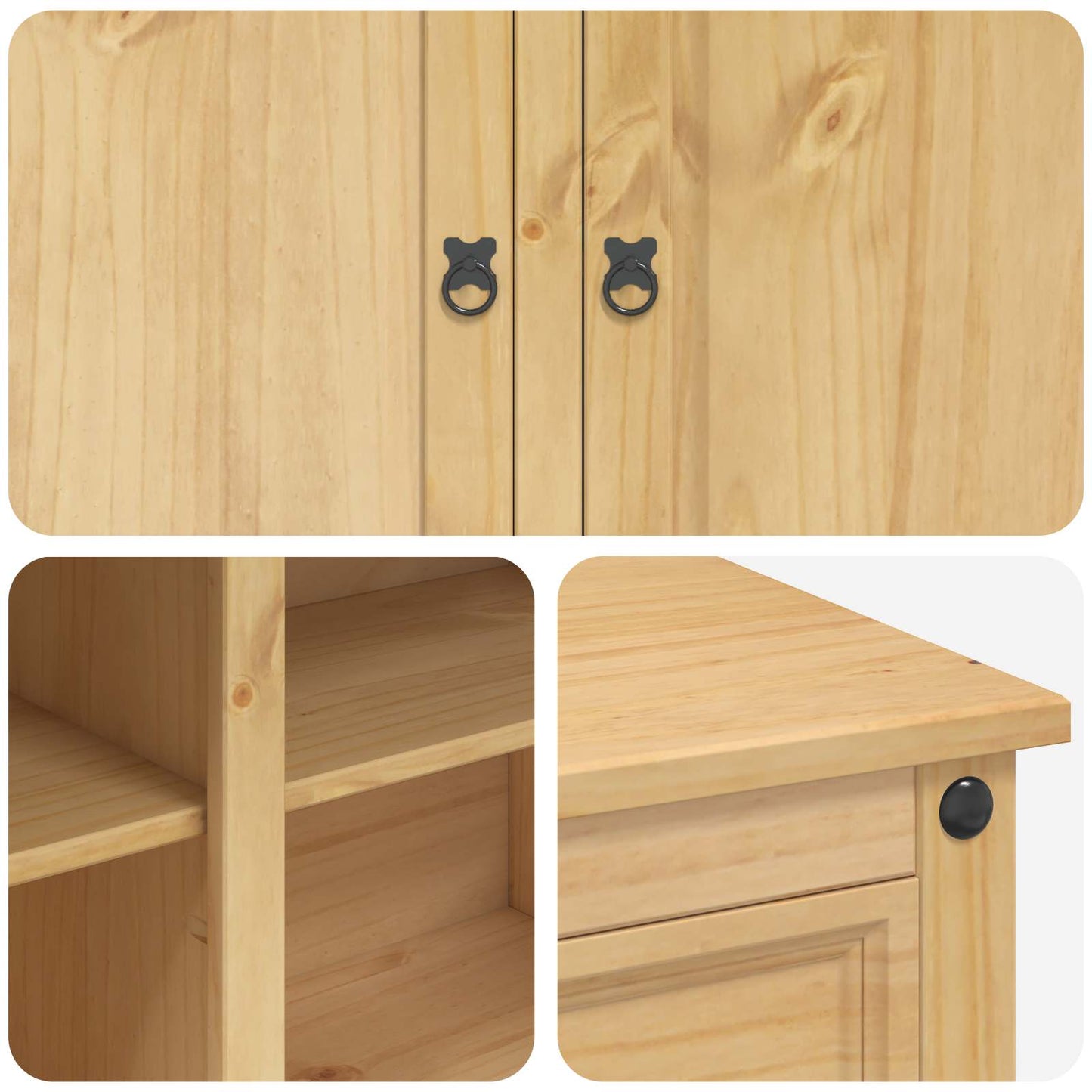 Kitchen Trolley 2 pcs Honey Wax 112 x 70 x 91.5 cm Solid-Pine