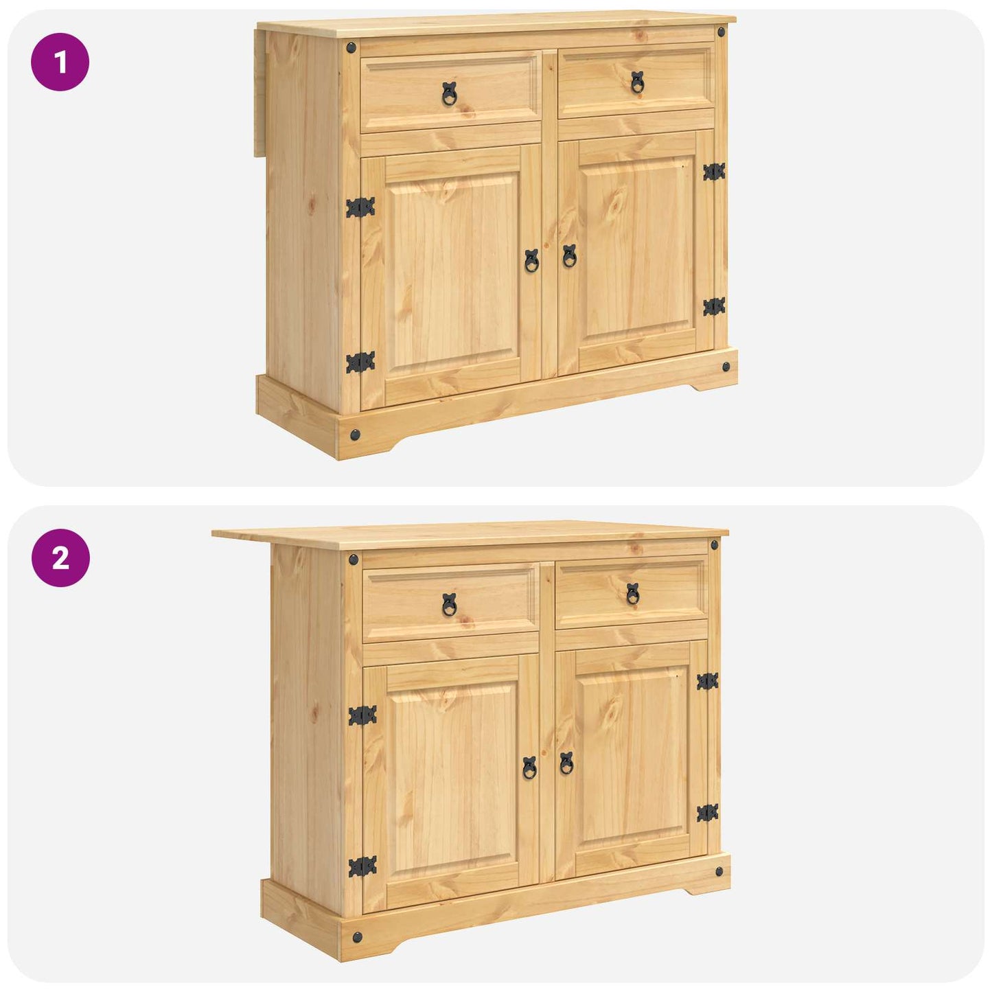Kitchen Trolley 2 pcs Honey Wax 112 x 70 x 91.5 cm Solid-Pine