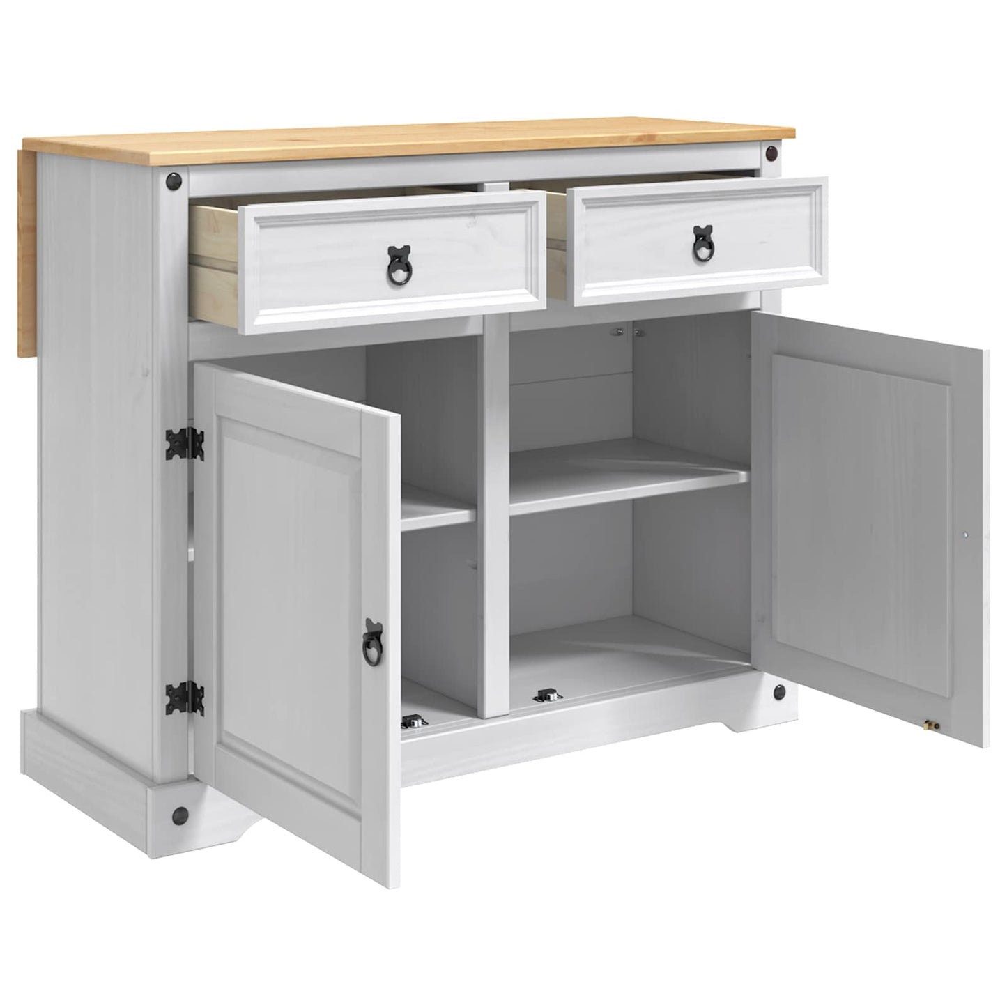Kitchen Island Set 2 pcs White and Honey Wax 112 x 70 x 91.5 cm