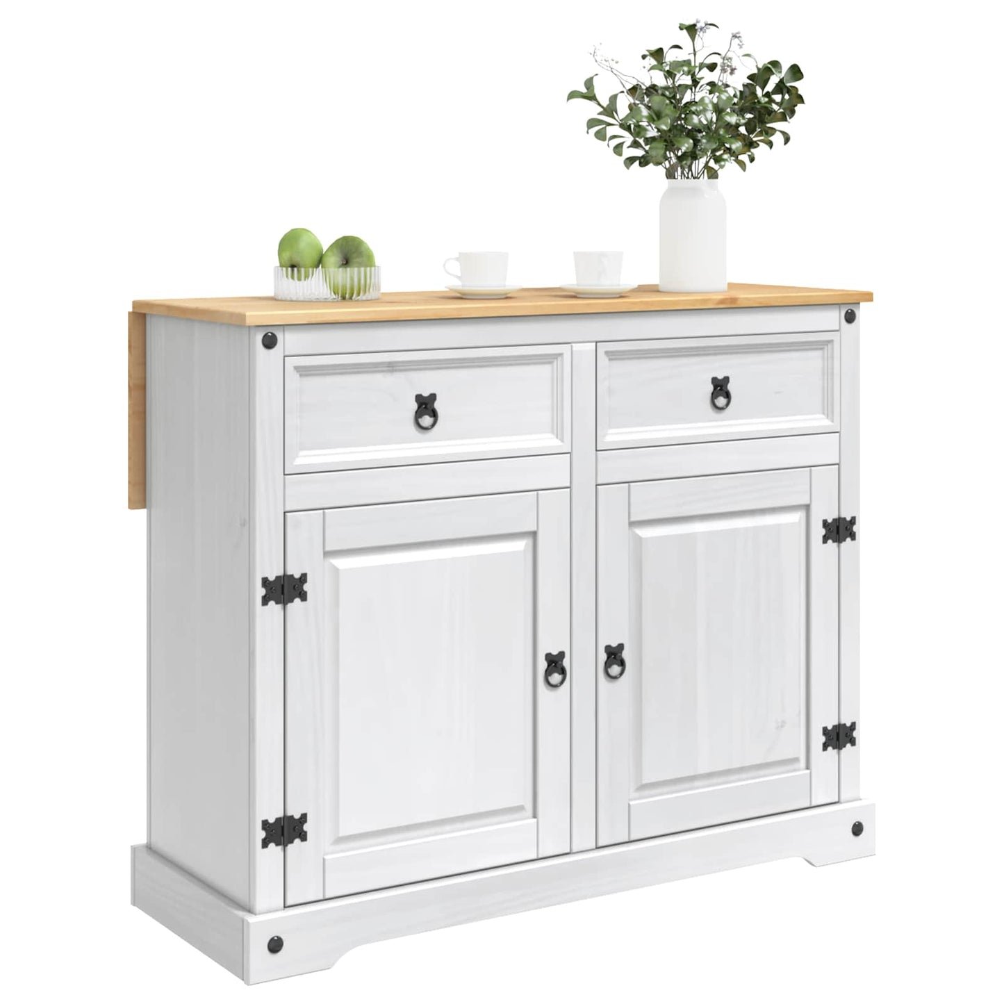 Kitchen Trolley 2 pcs White and Honey Wax 112 x 70 x 91.5 cm