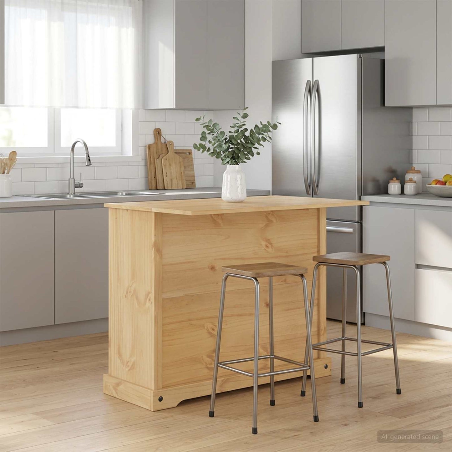 Kitchen Island Set 2 pcs Honey Wax 112 x 70 x 91.5 cm