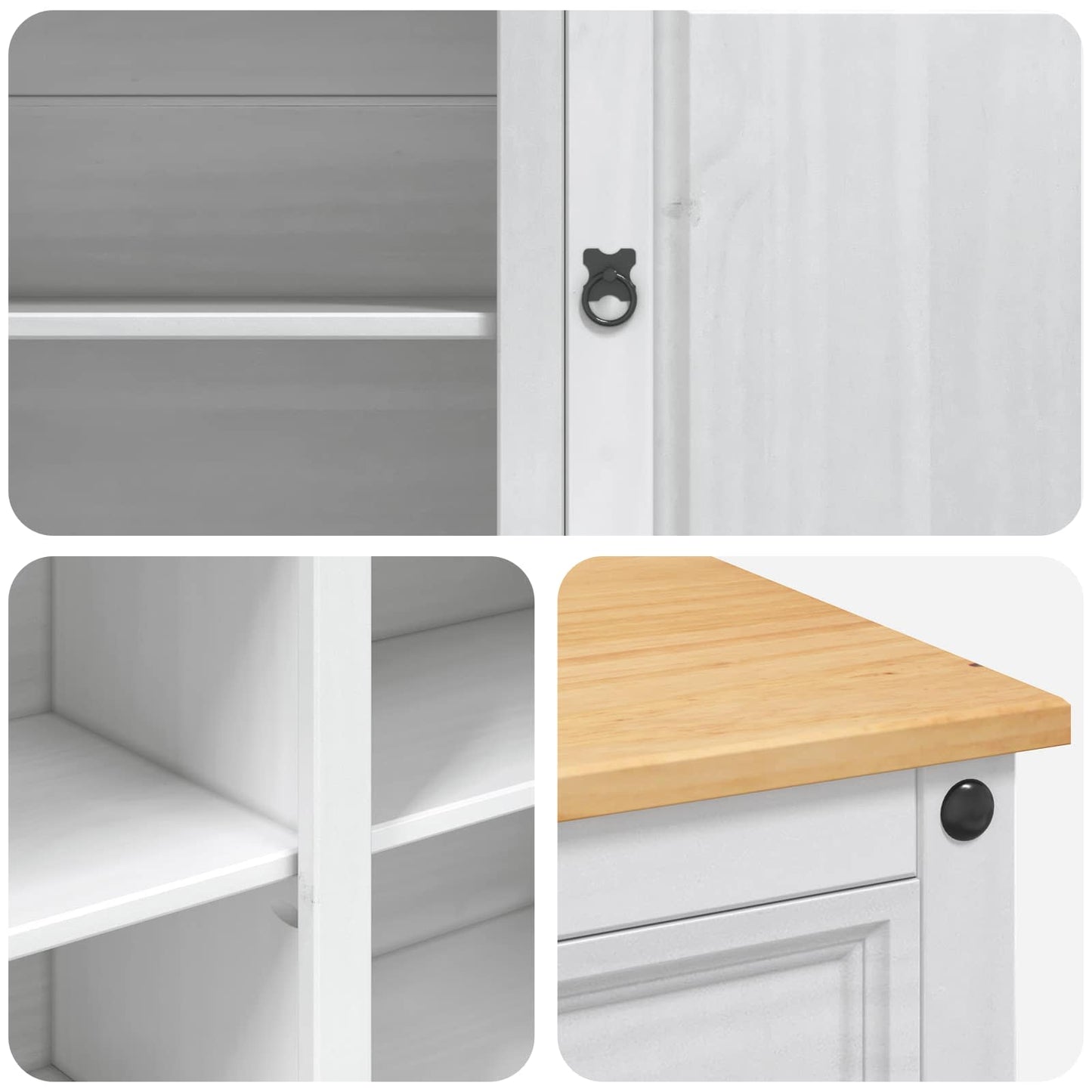 Kitchen Trolley 2 pcs White and Honey Wax 112 x 70 x 91.5 cm