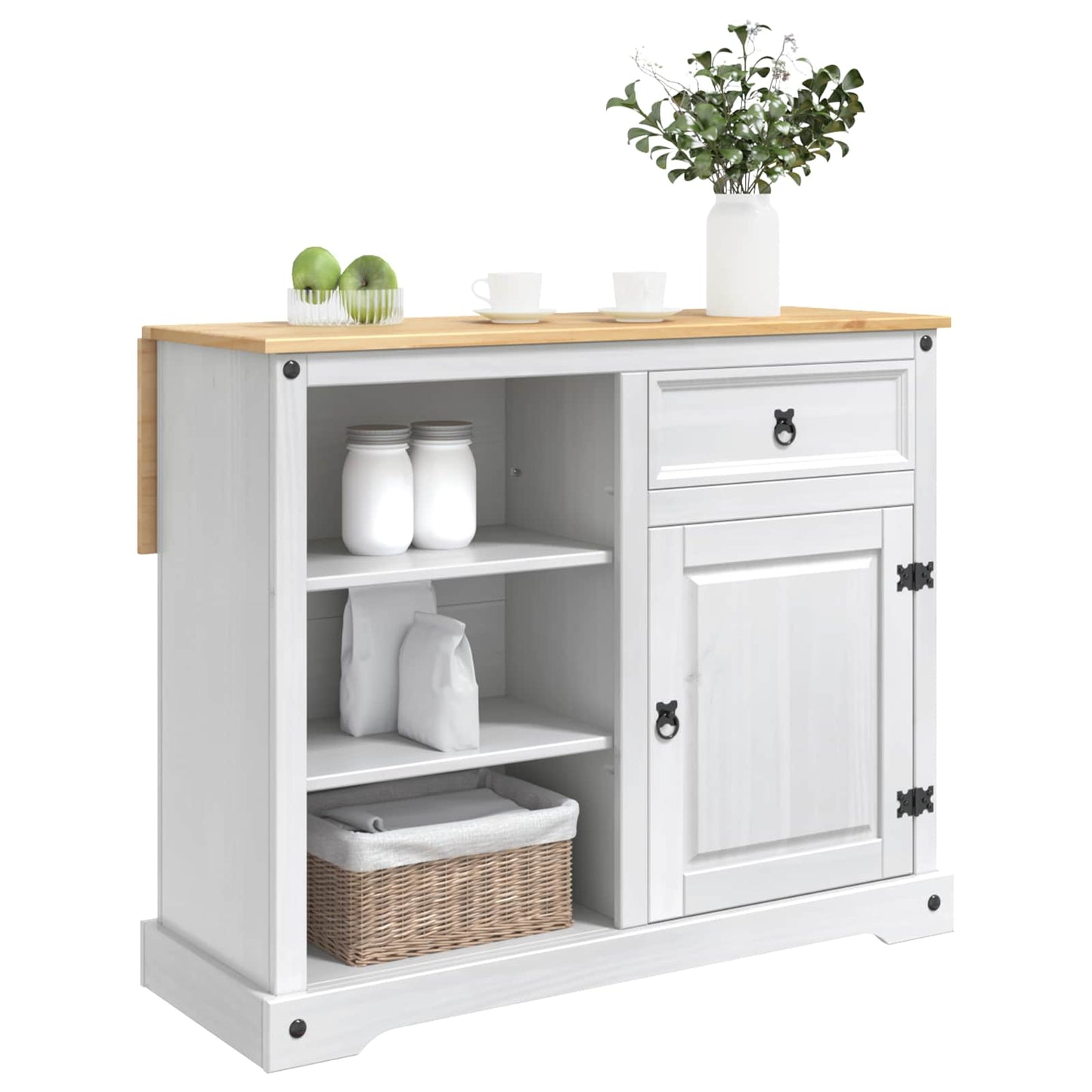 Kitchen Island Set 2 pcs White and Honey Wax 112 x 70 x 91.5 cm