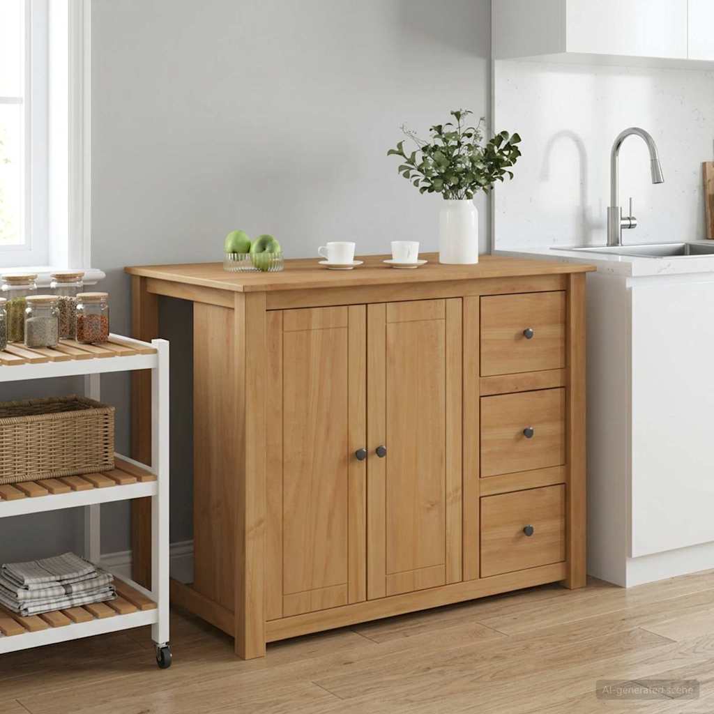 Kitchen Island Set 2 pcs PANAMA Honey Wax 112 x 77 x 90 cm