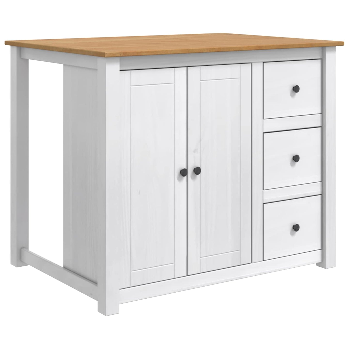 Kitchen Trolley PANAMA 2 pcs White and Honey Wax Solid-Pine