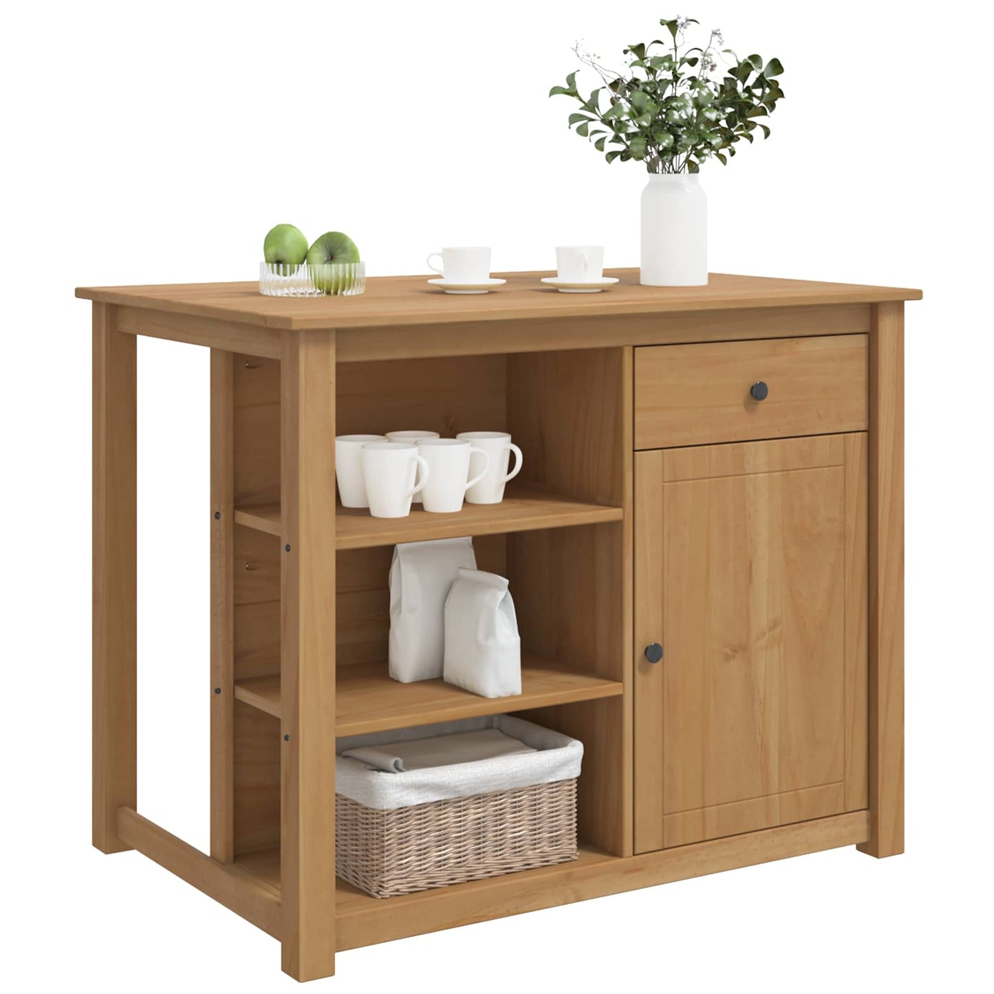 Kitchen Island Set 2 pcs PANAMA Honey Wax 112 x 77 x 90 cm
