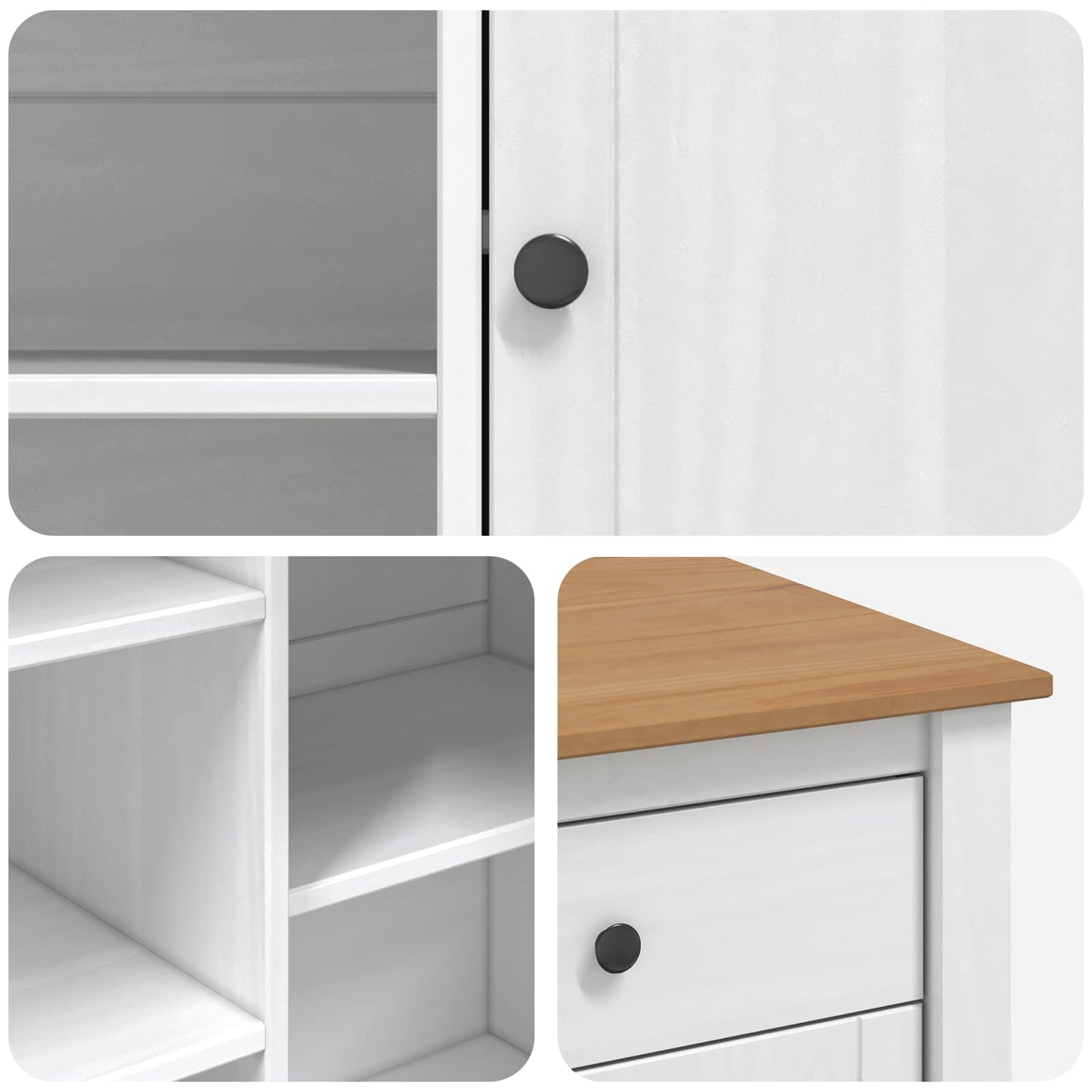 Kitchen Island Set 2 pcs PANAMA White and Honey Wax Solid-Pine