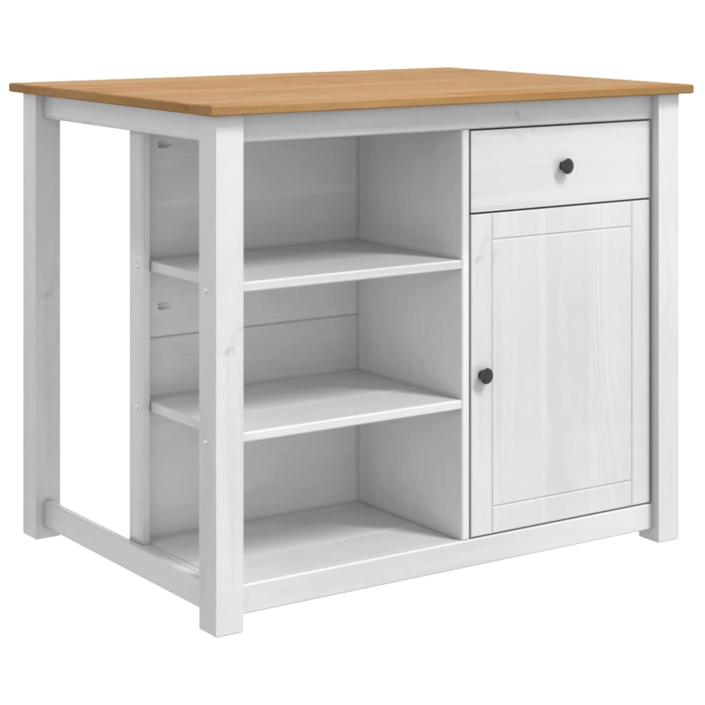 Kitchen Trolley PANAMA 2 pcs White and Honey Wax Solid-Pine