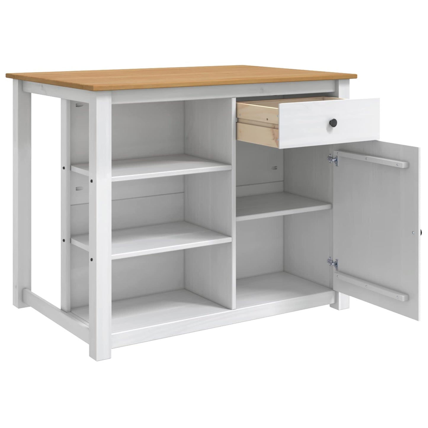 Kitchen Island Set 2 pcs PANAMA White and Honey Wax Solid-Pine