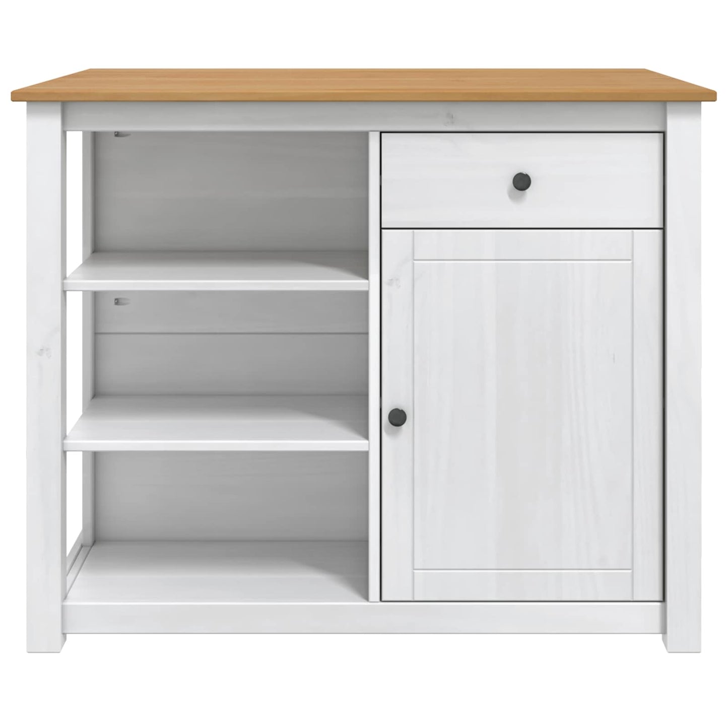 Kitchen Island Set 2 pcs PANAMA White and Honey Wax Solid-Pine